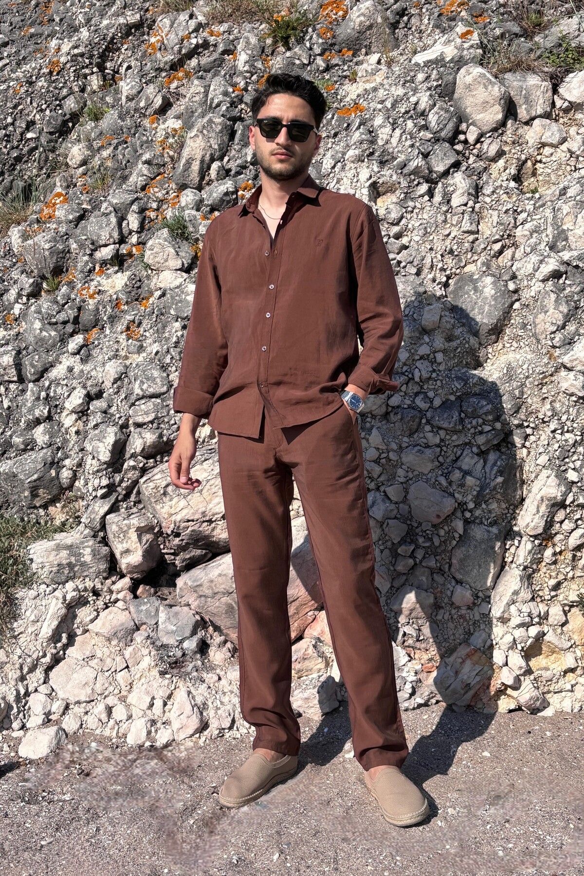 inpool Erkek, Modal, Old Money Culture, Regular Fit, Hi-Quality Gömlek-Pantolon takım G15-304