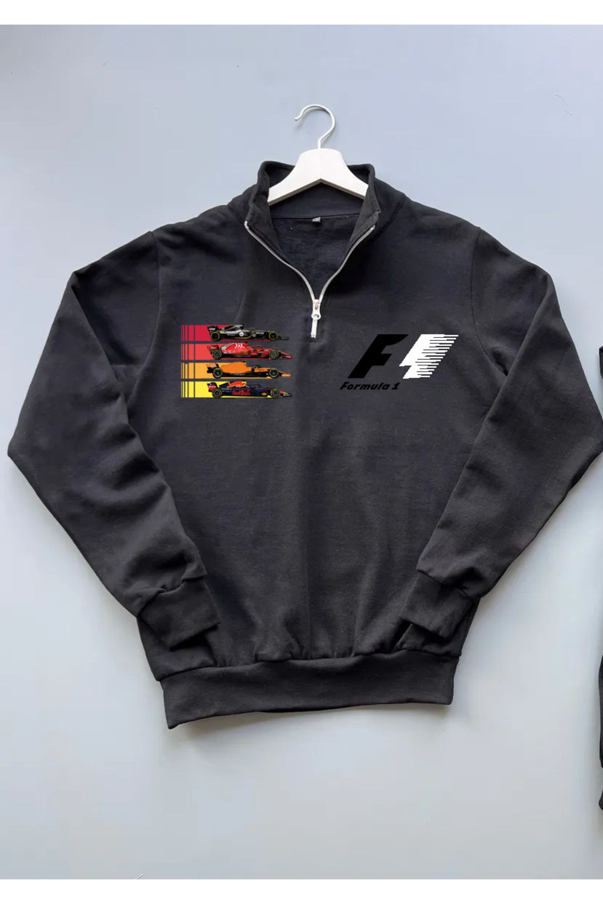 Pisa Art TAKIM ARABALARI FORMULA 1 F1 ÖZEL TASARIM %100 PAMUK YARIM FERMUARLI SWEATSHİRT