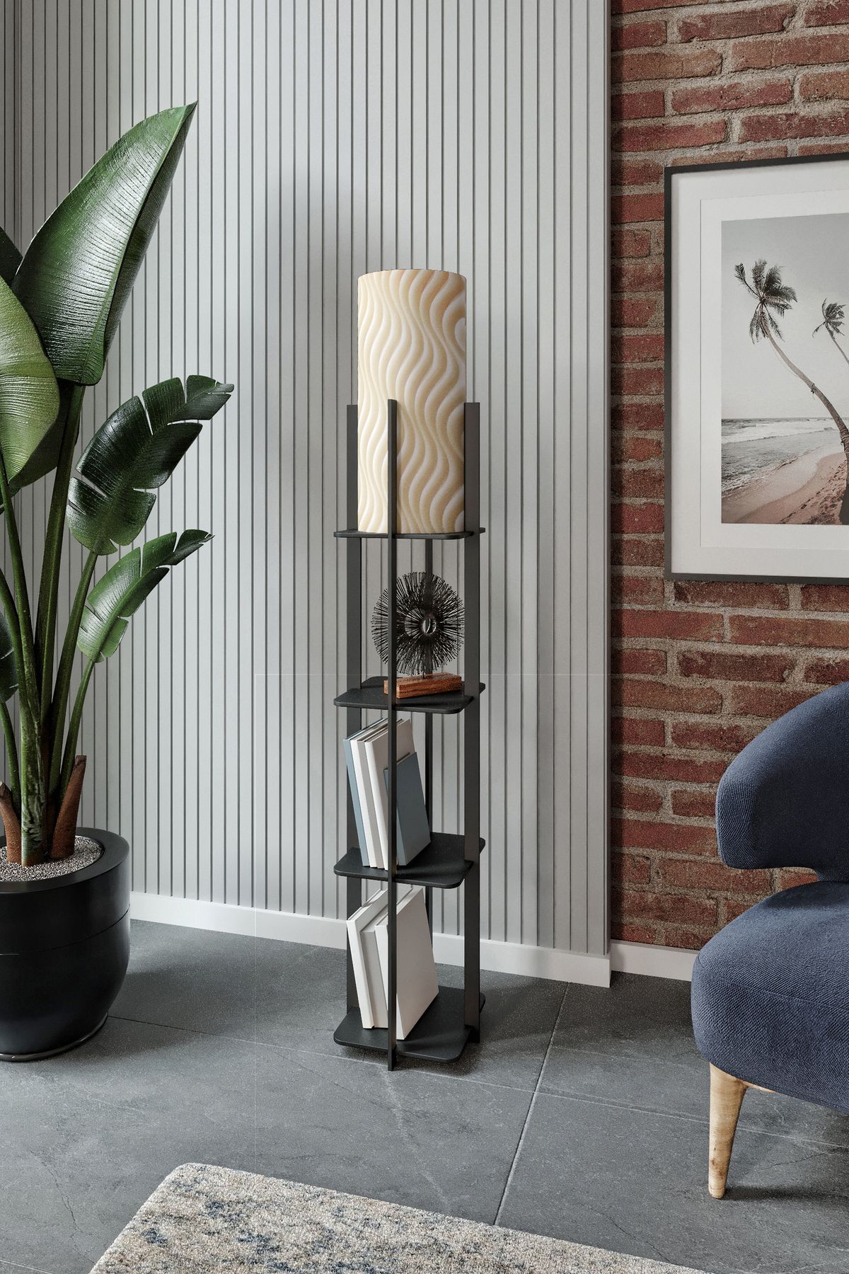 SerenityHaven QUATTRO raflı lambader BLACK