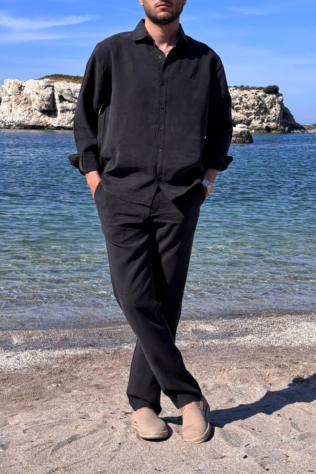 inpool Erkek, Modal, Old Money Culture, Regular Fit, Hi-Quality Gömlek-Pantolon takım G15-304