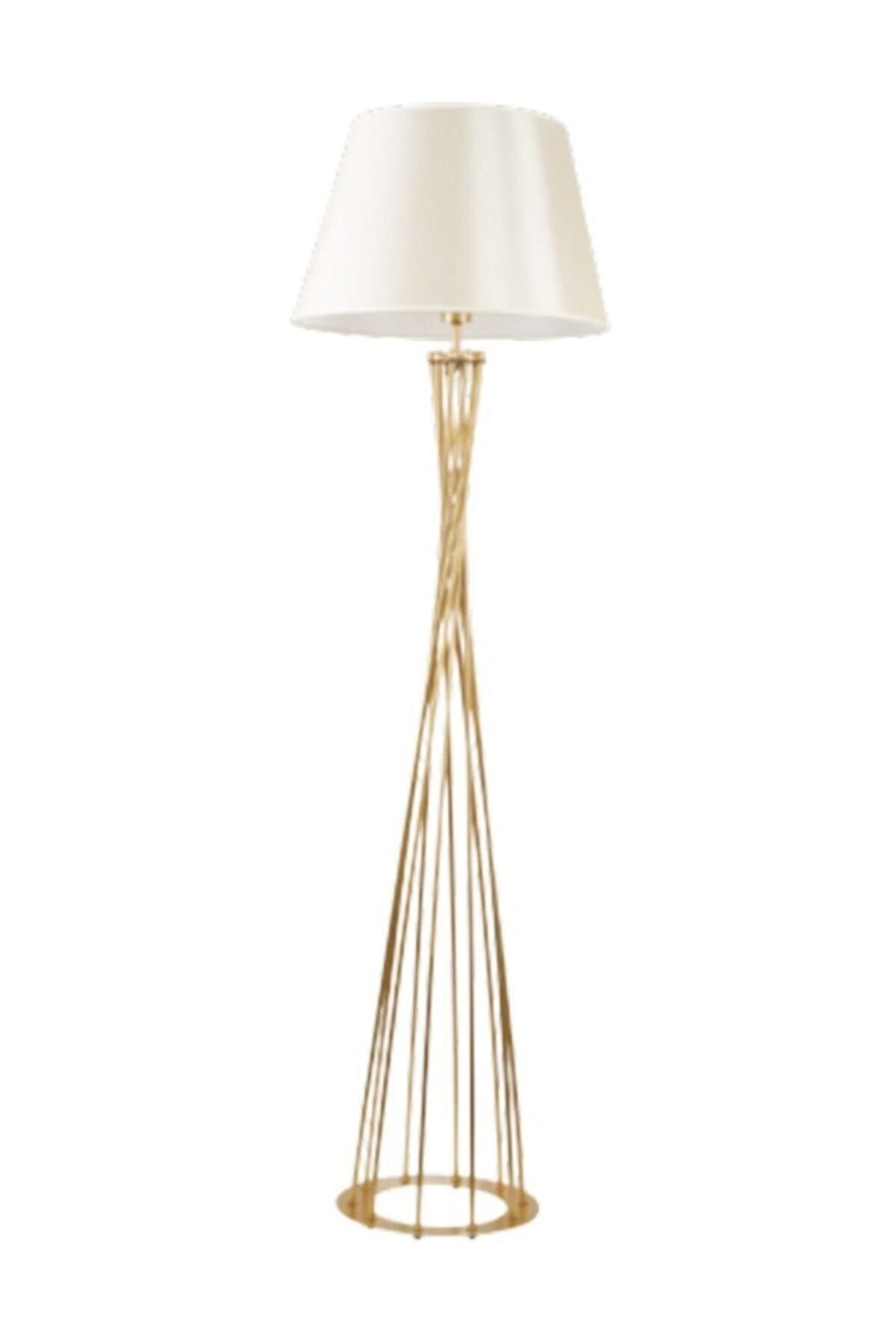 SerenityHaven S Retro Lambader Köşe Lambası Mat Gold Krem Başlık 45cm Başlık