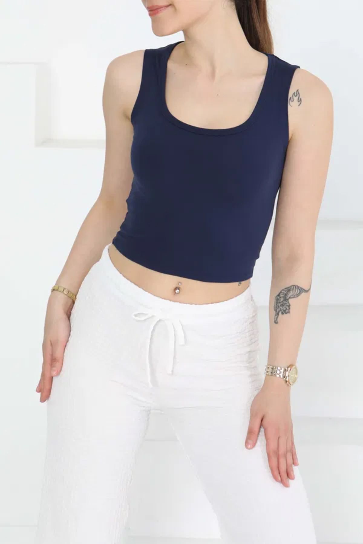 Butik Cupralı Oval Yaka Crop Atlet