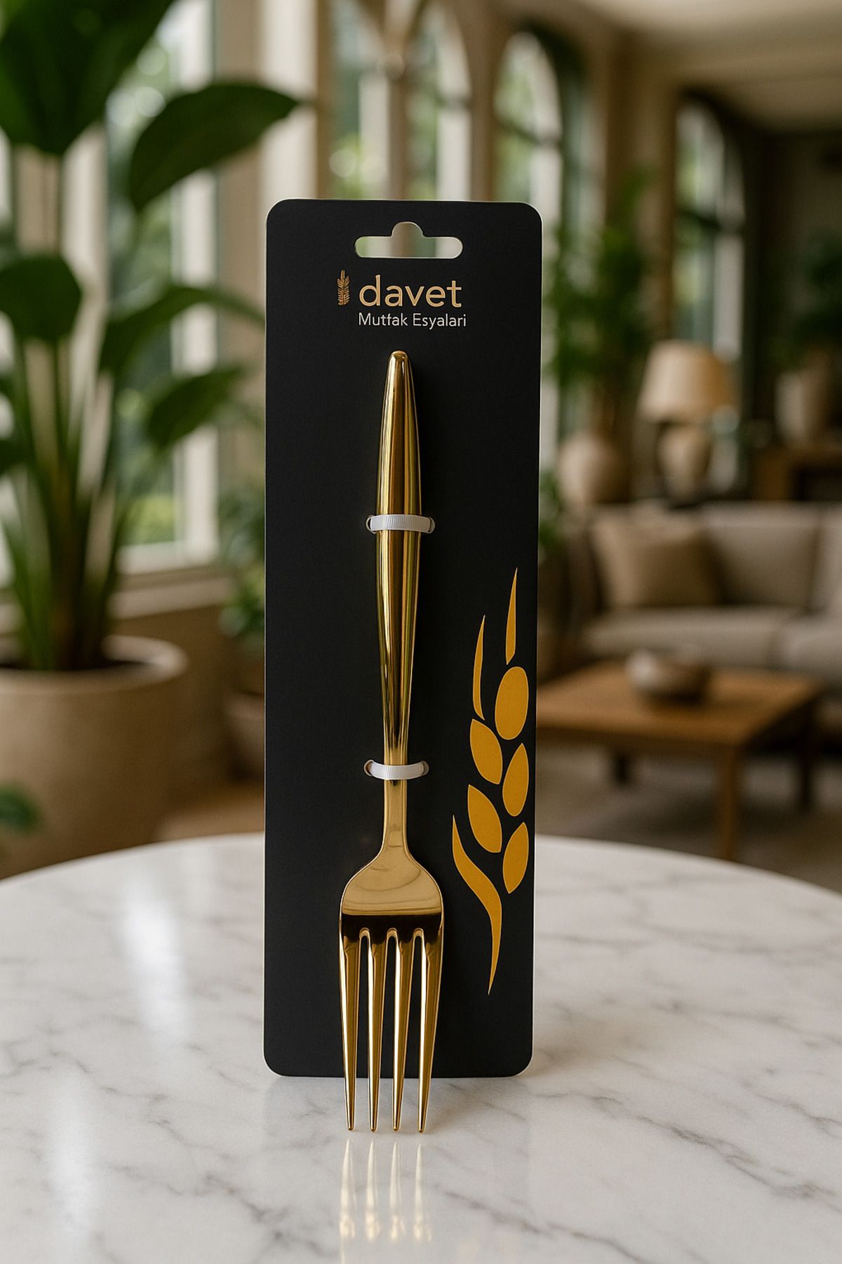 Davet 6 Adet Piraye Gold Yemek Çatalı - Paslanmaz Çelik