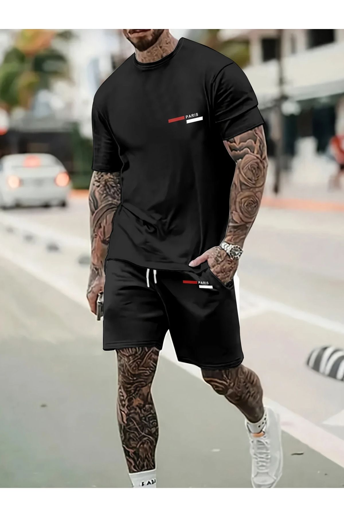 aynewmoda 2 parçalı kısa kollu yuvarlak yakalı tişört ve şort, çabuk kuruyan ve nefes alabilen