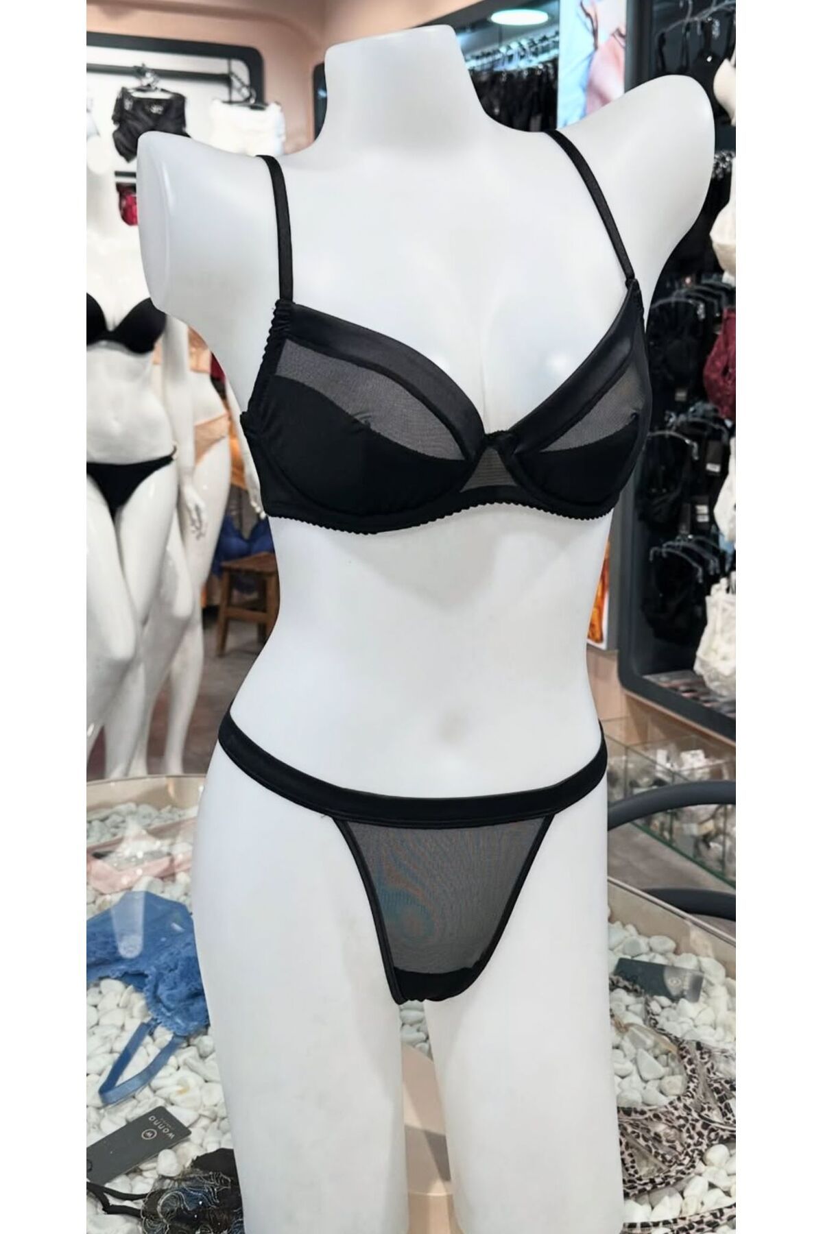 Gamze Day's Lingerie Gold Parlak Leopar Taş Detaylı Kapsız İç Çamaşırı Takım