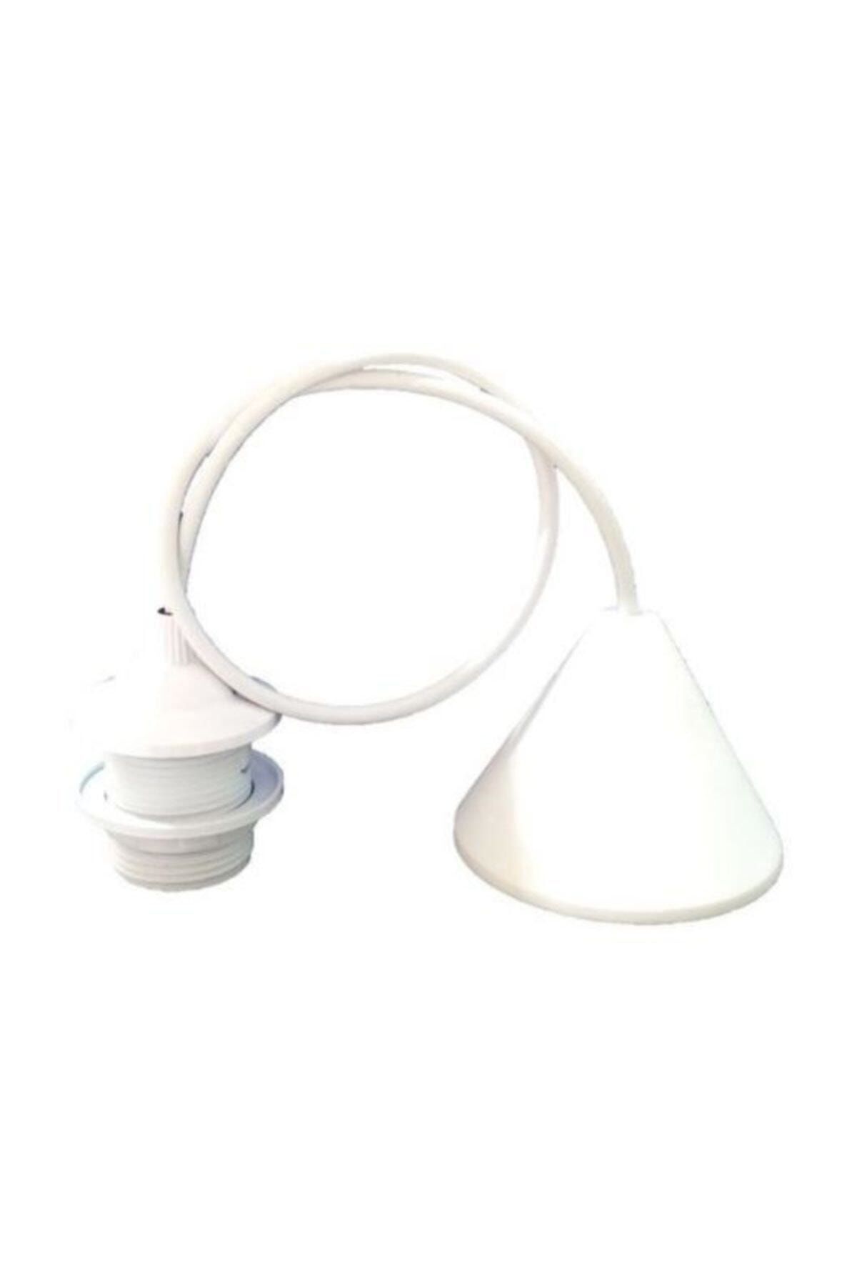 SerenityHaven Beyaz Renk Kablolu Plastik Sarkıt E27 Duy Tesisatı