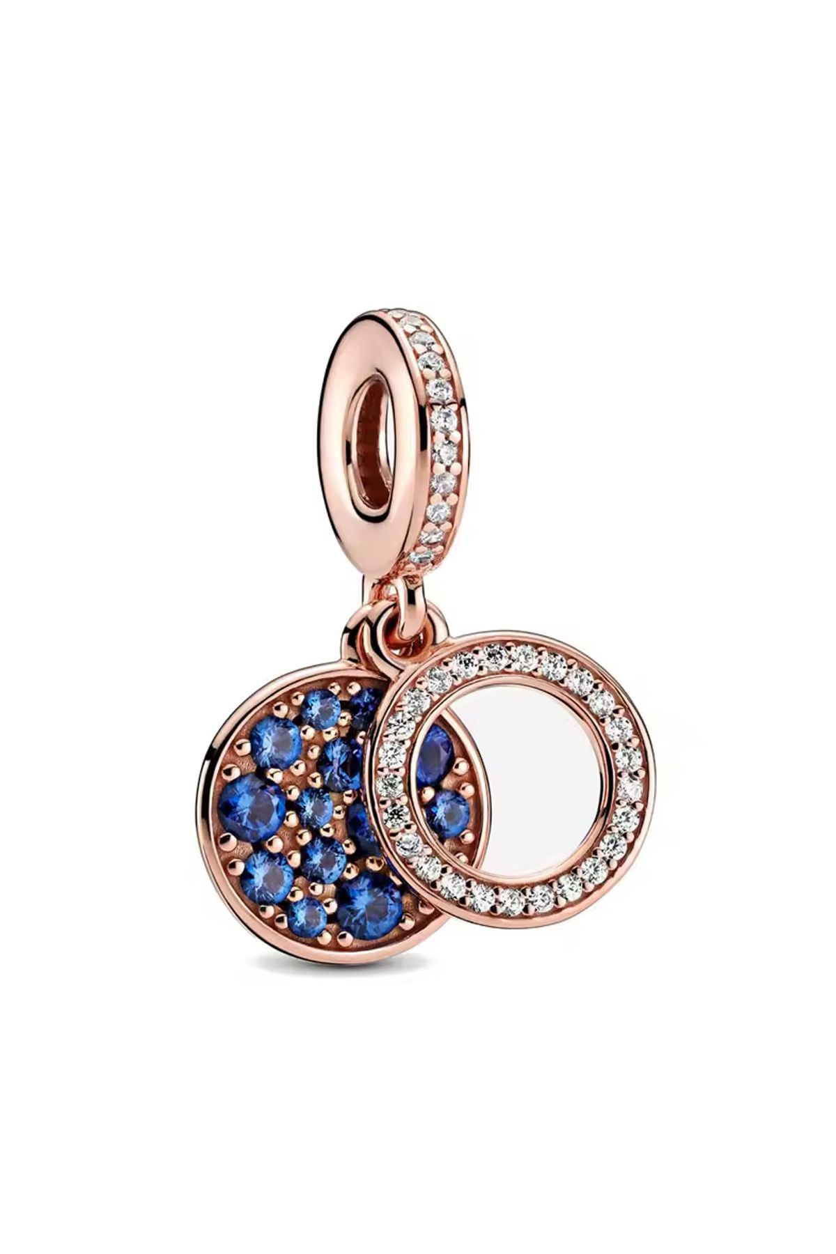 Fubena Rose Renk Lacivert Parıldayan Çift Disk Sallantılı Charm