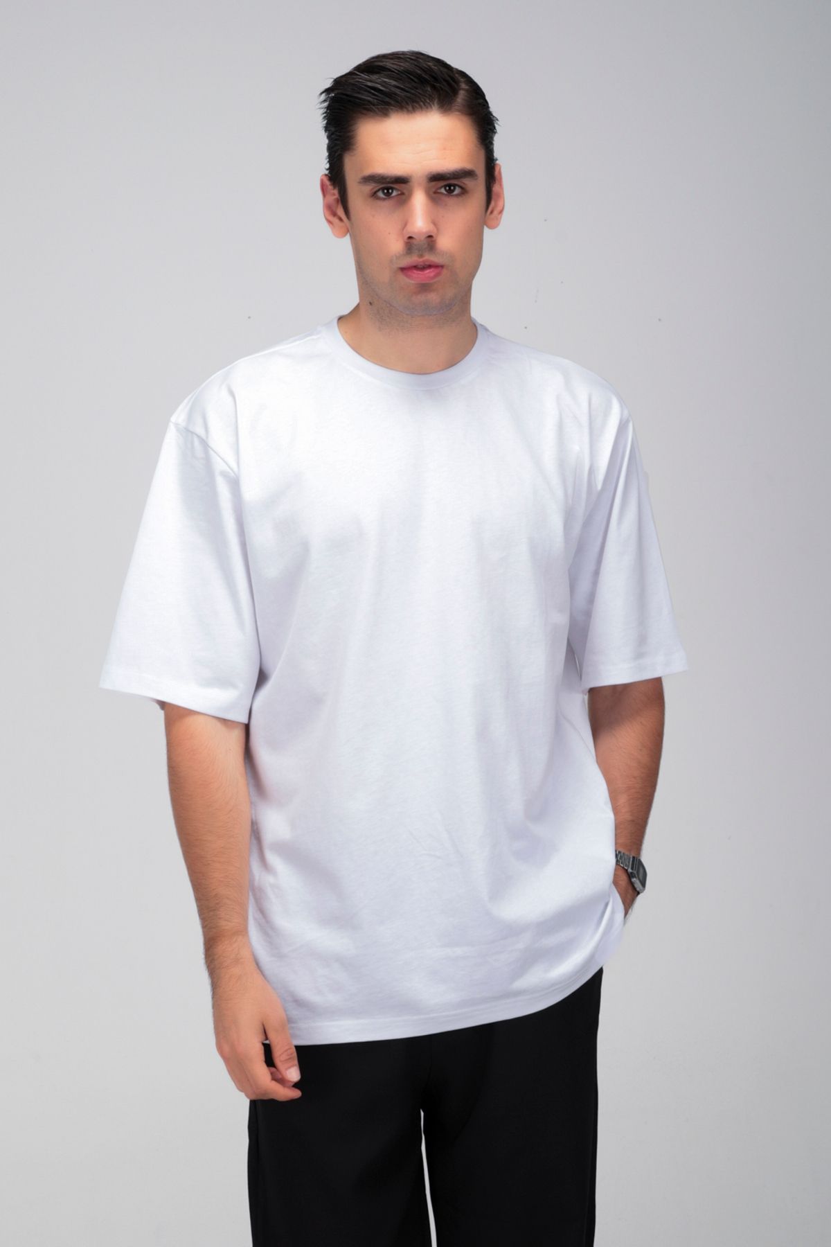 gothamvibes Erkek Timeless Oversize Beyaz T-Shirt