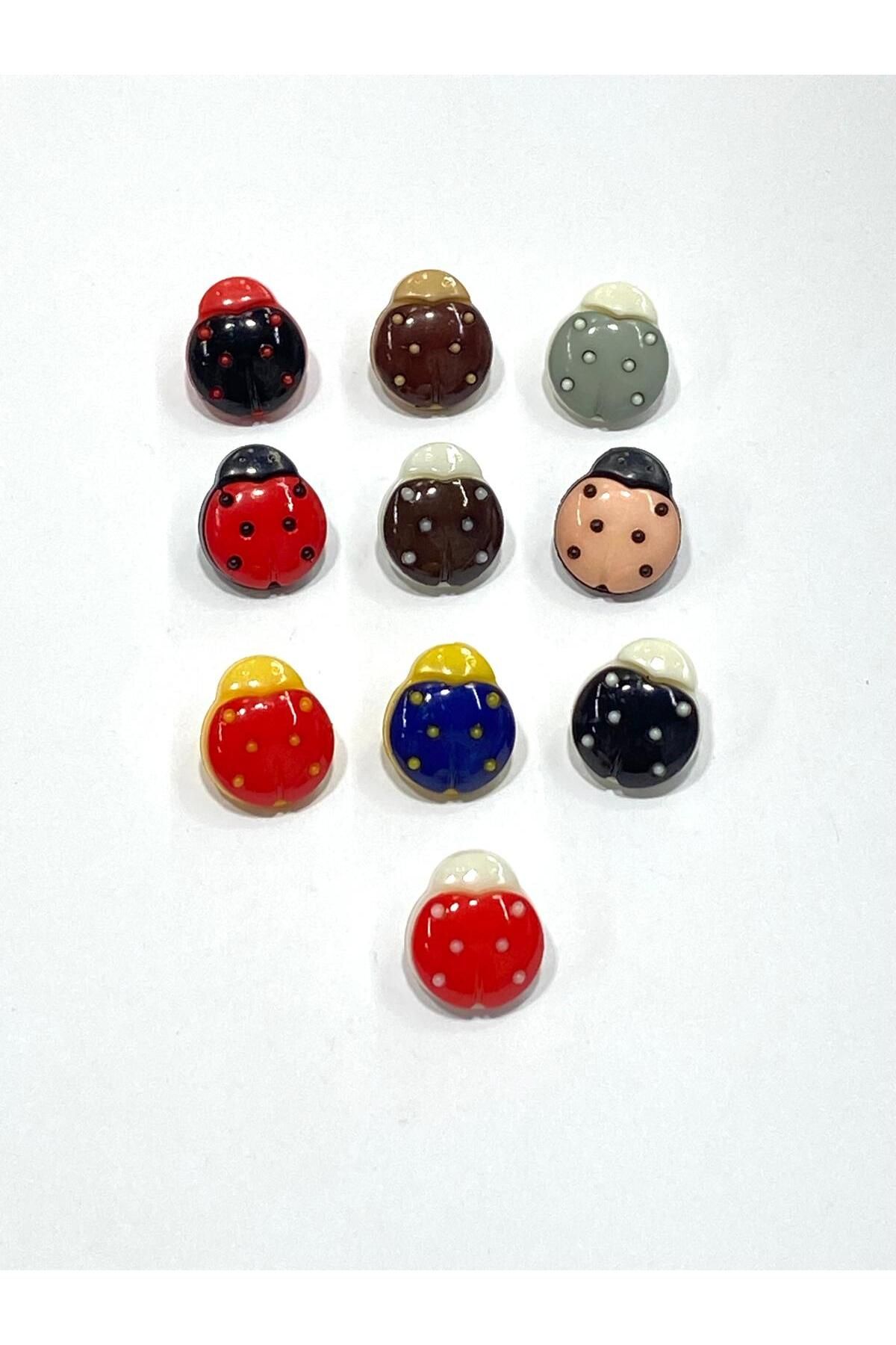 karantuhafiye-Baby Button / Ladybug Model 2 / 10 Pieces / Redwhite 3