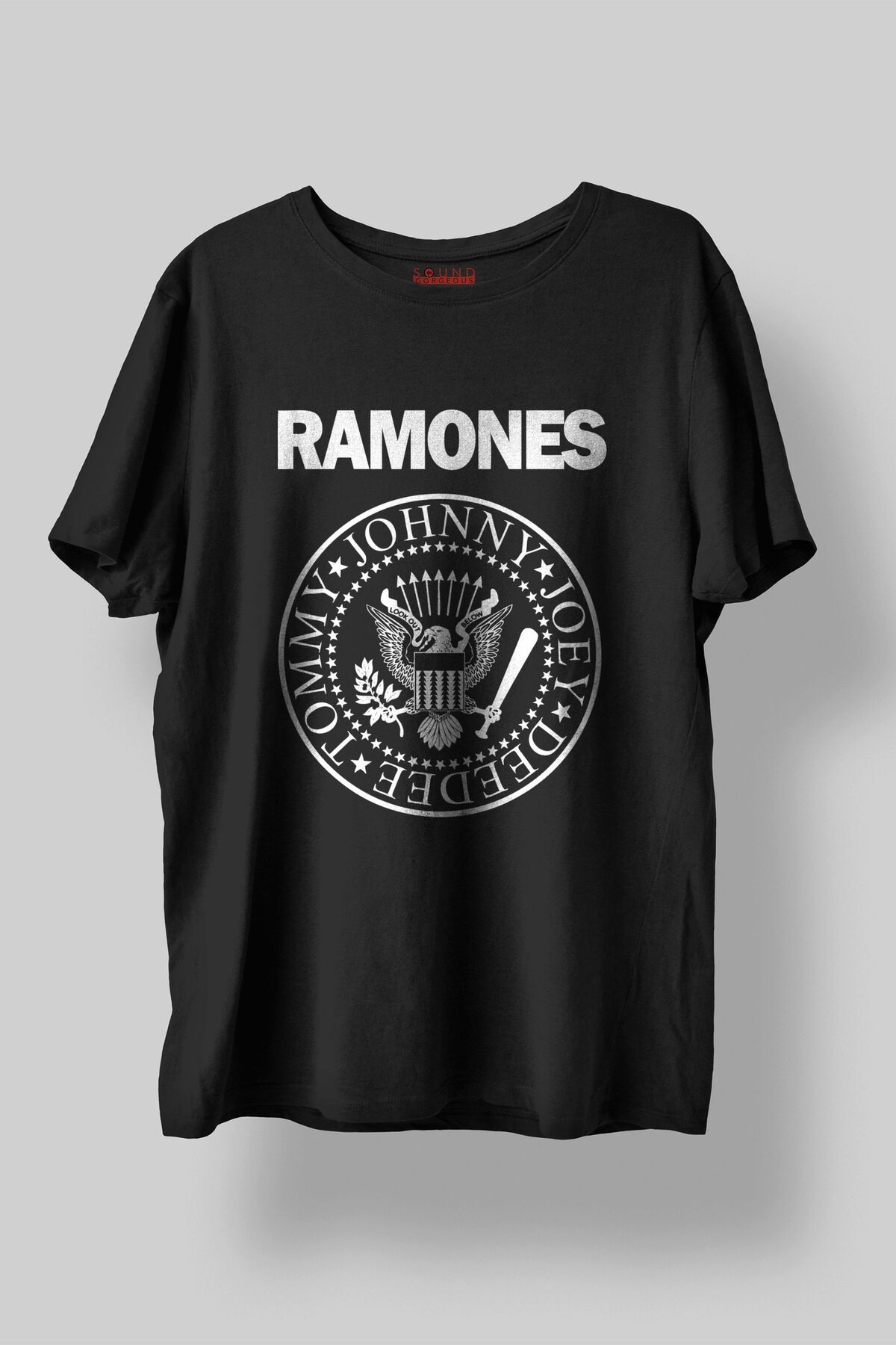 Sound Gorgeous Ramones Baskılı Regular Fit Unisex Siyah T-Shirt %100 Pamuk No:456