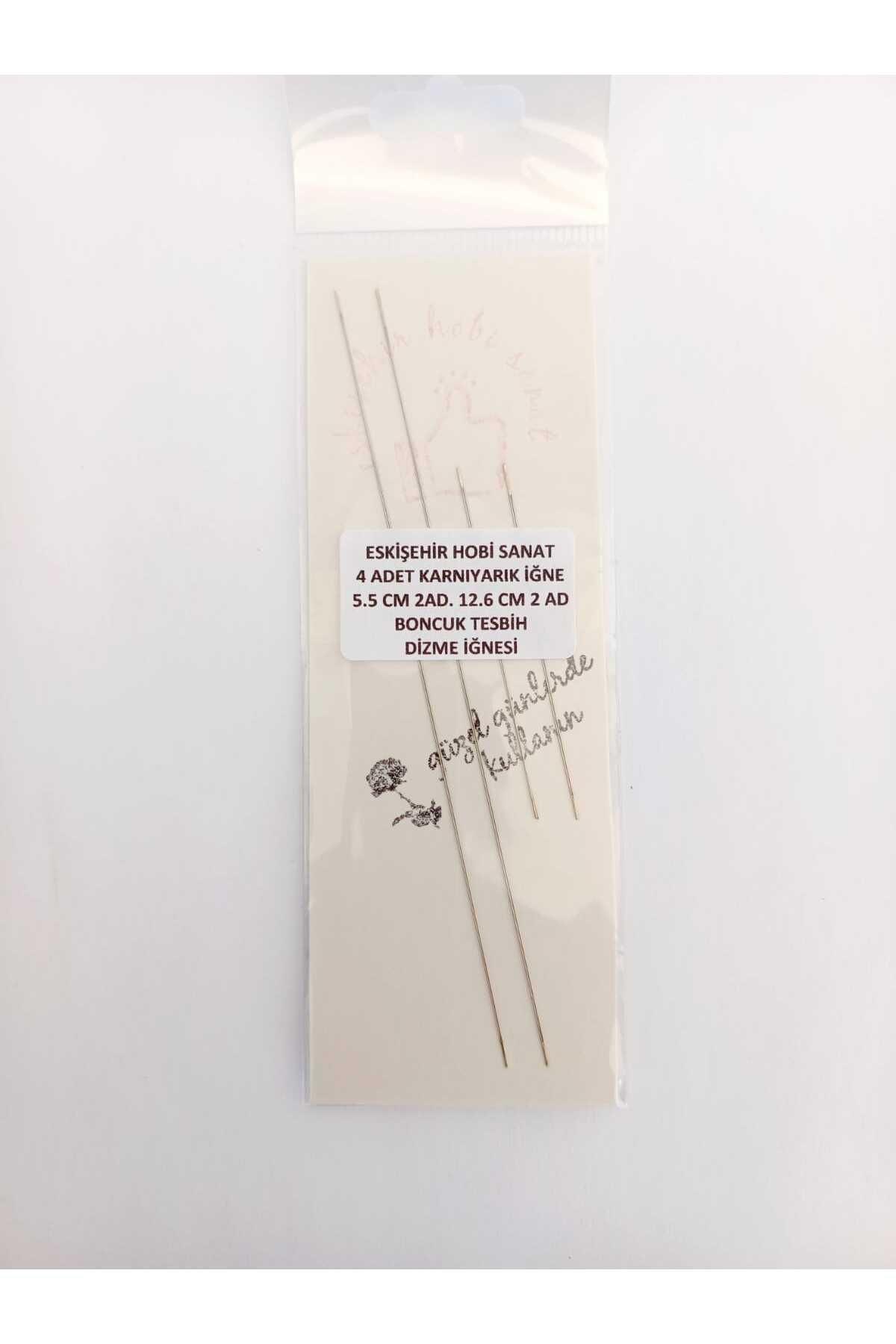 Eskişehir hobi sanat 5.5 Cm 12.6 cm 4 Adet Karnıyarık iğne Miyuki Boncuk Tesbih Tanesi imame Geçirme iğnesi