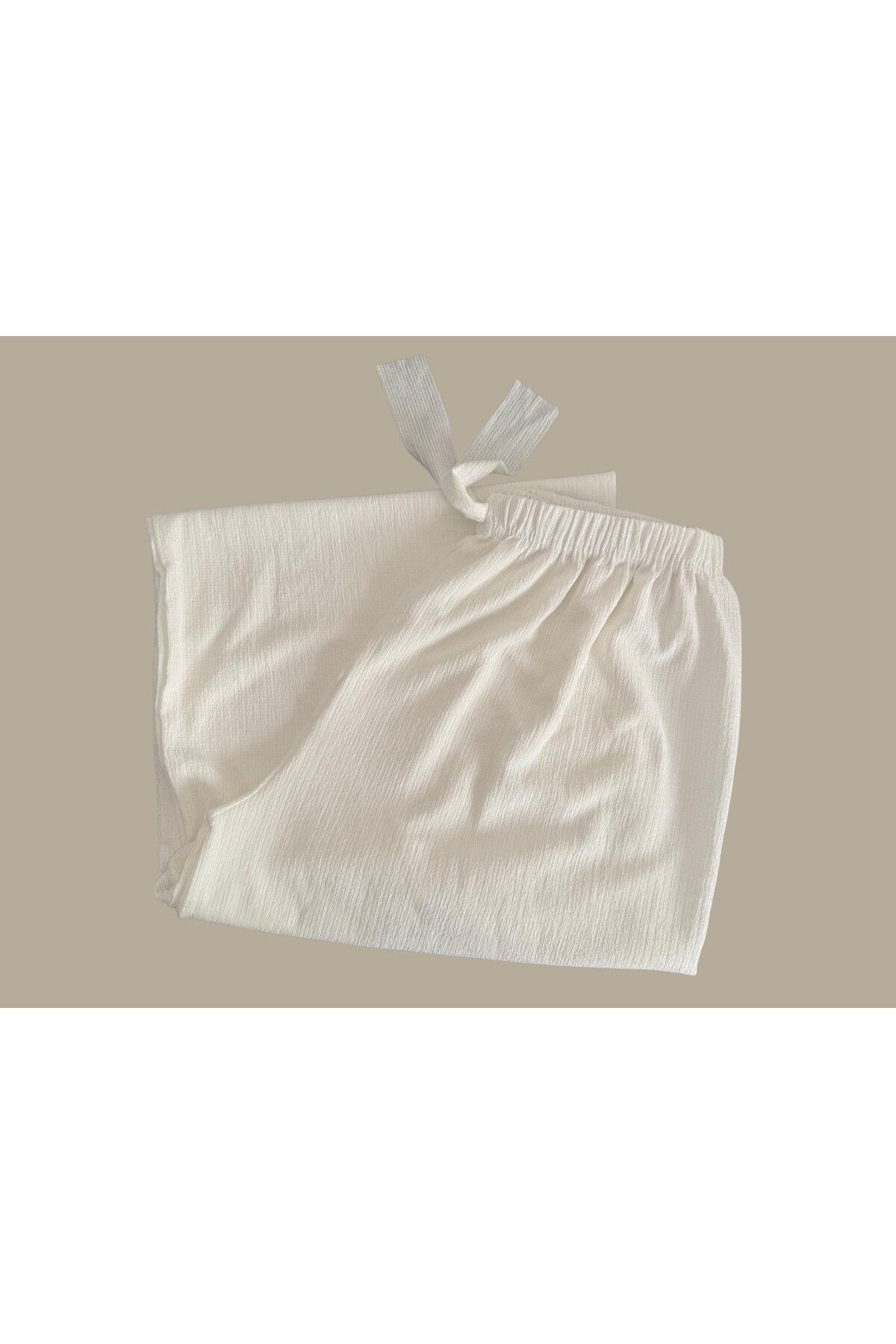 YAŞAM TEKSTİL Bürümcük kumaş Beli Lastikli Bol Paça pantolon