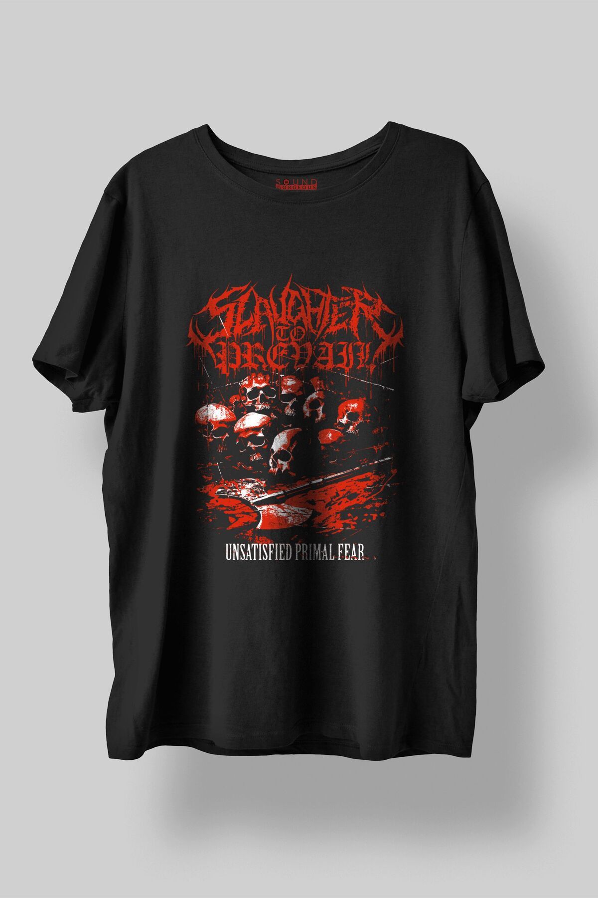 Sound Gorgeous Slaughter to Prevail Baskılı Regular Fit Unisex Siyah T-Shirt %100 Pamuk No:532