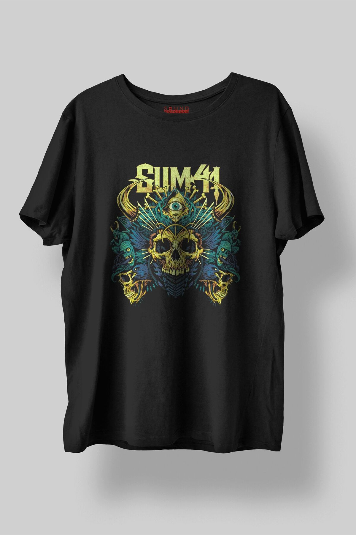 Sound Gorgeous Sum 41 Baskılı Regular Fit Unisex Siyah T-Shirt %100 Pamuk No:582