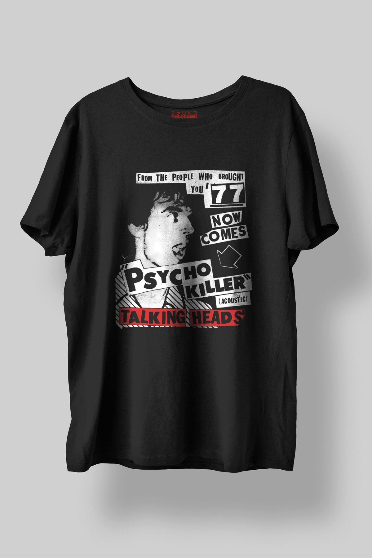 Sound Gorgeous Talking Heads Baskılı Regular Fit Unisex Siyah T-Shirt %100 Pamuk No:593