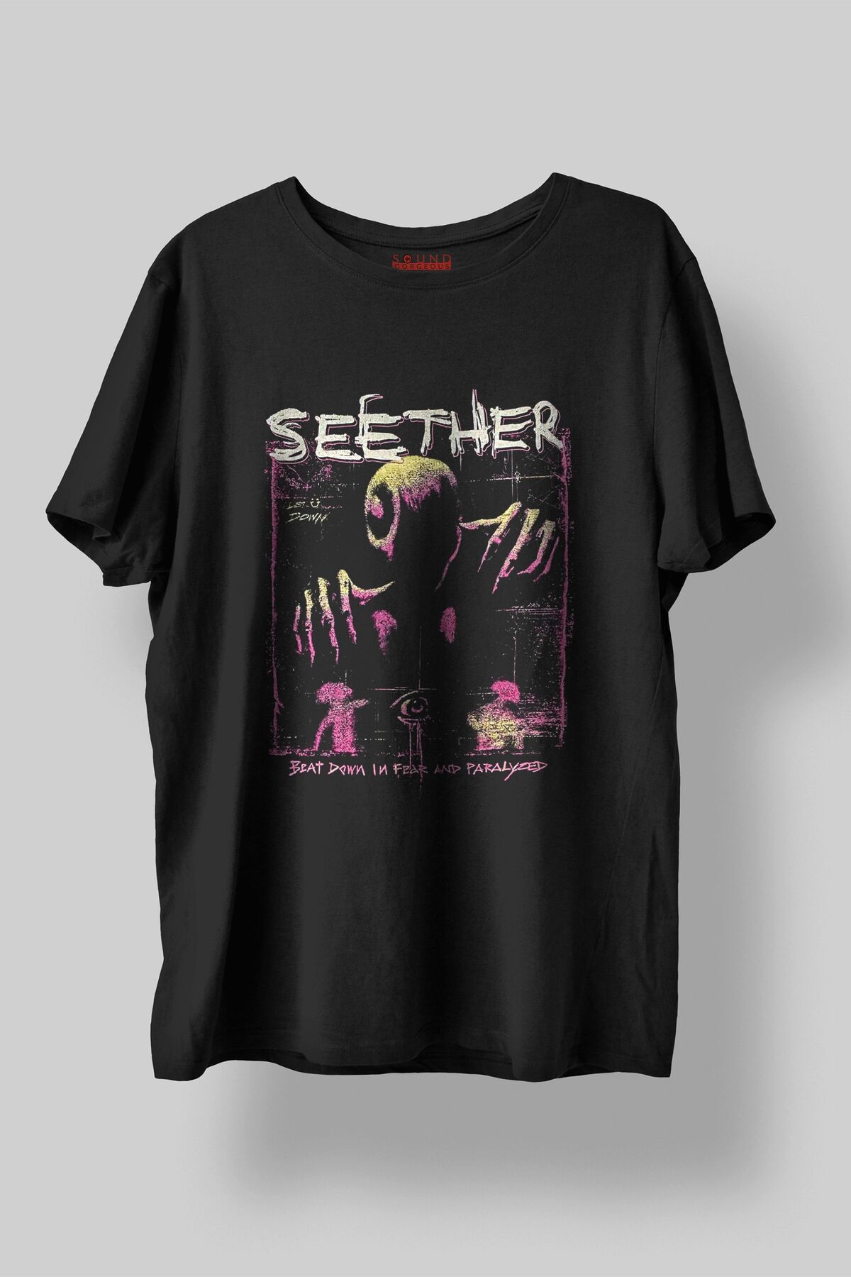 Sound Gorgeous Seether Baskılı Regular Fit Unisex Siyah T-Shirt %100 Pamuk No:491