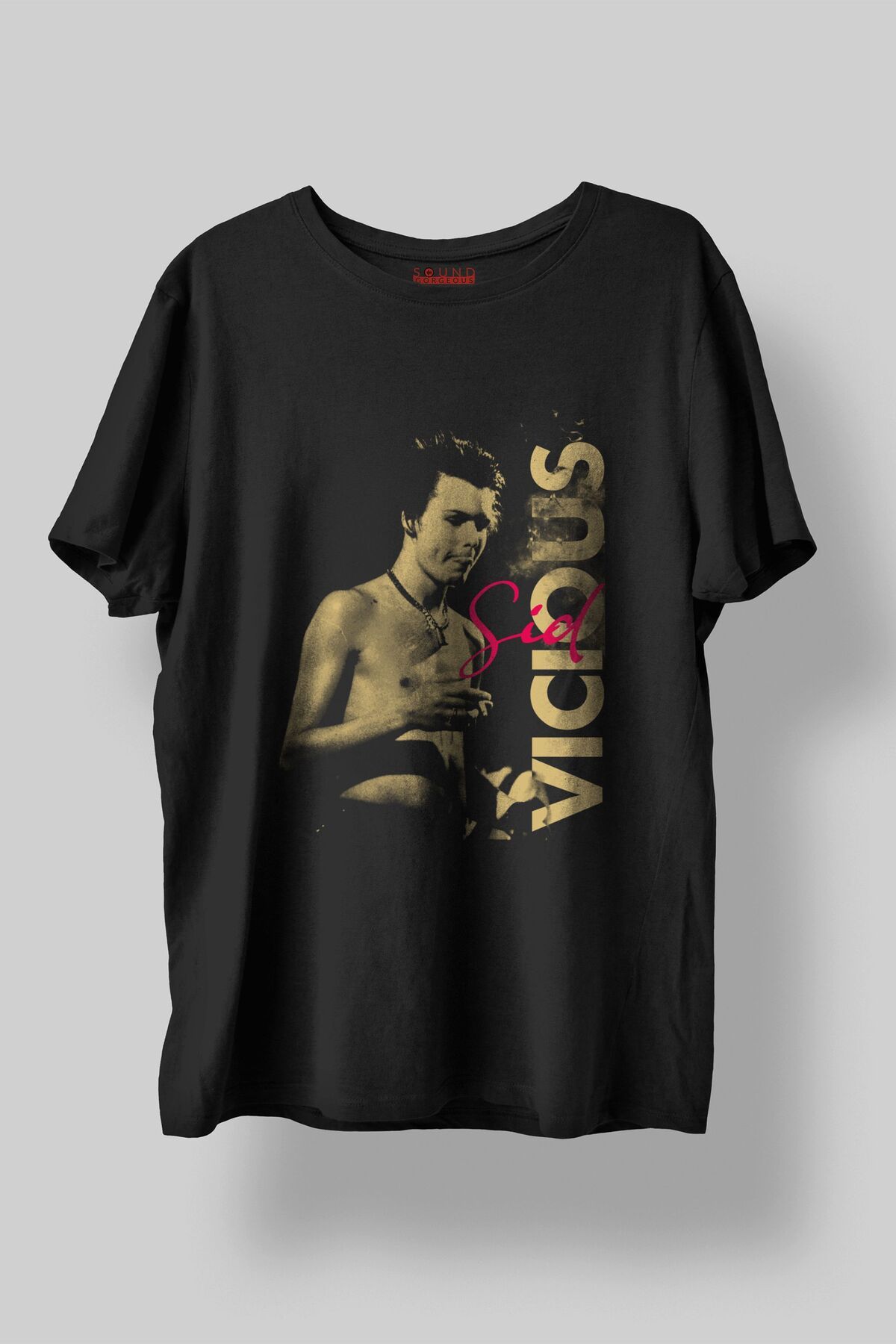 Sound Gorgeous Sid Vicious Baskılı Regular Fit Unisex Siyah T-Shirt %100 Pamuk No:507