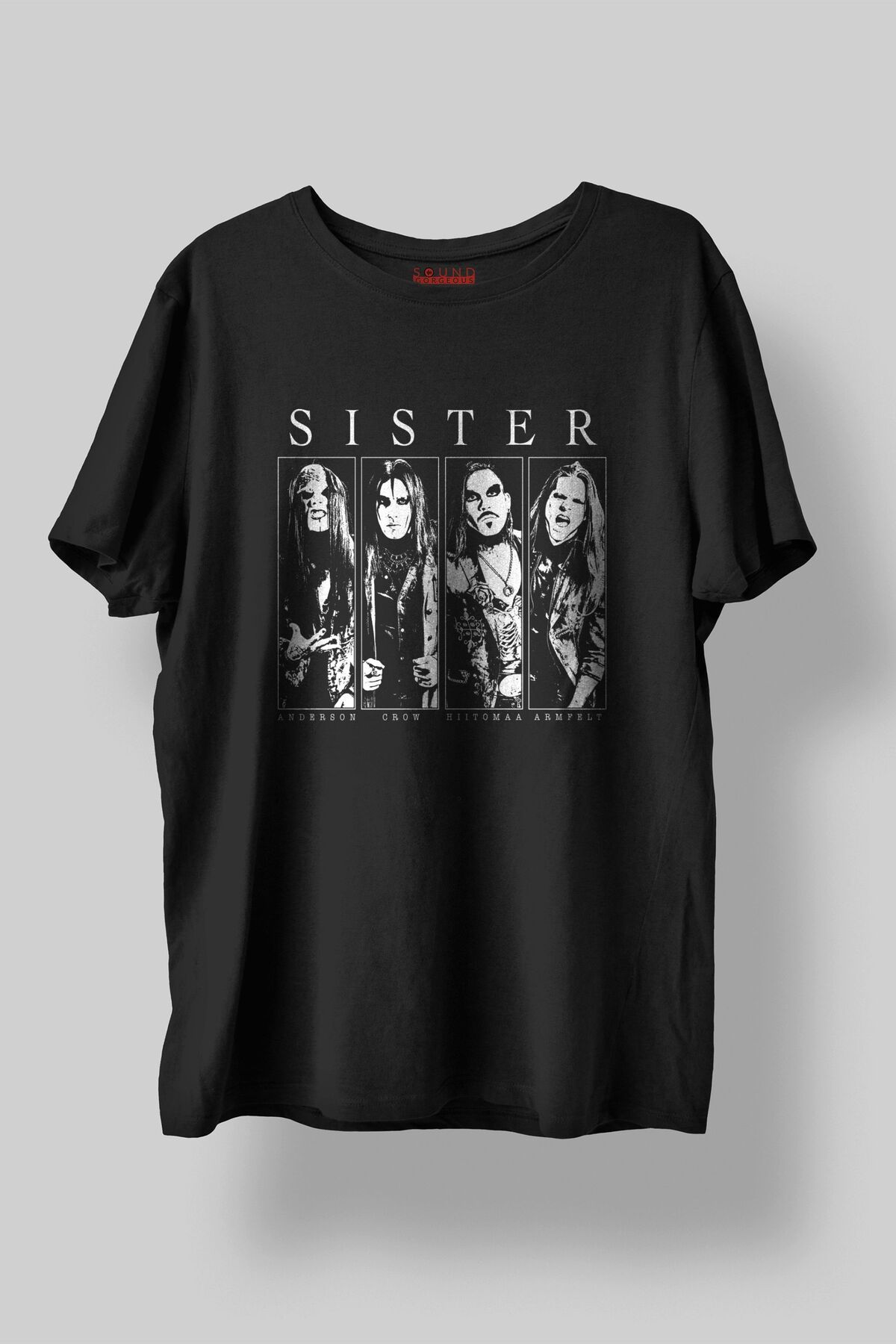 Sound Gorgeous Sister Baskılı Regular Fit Unisex Siyah T-Shirt %100 Pamuk No:524
