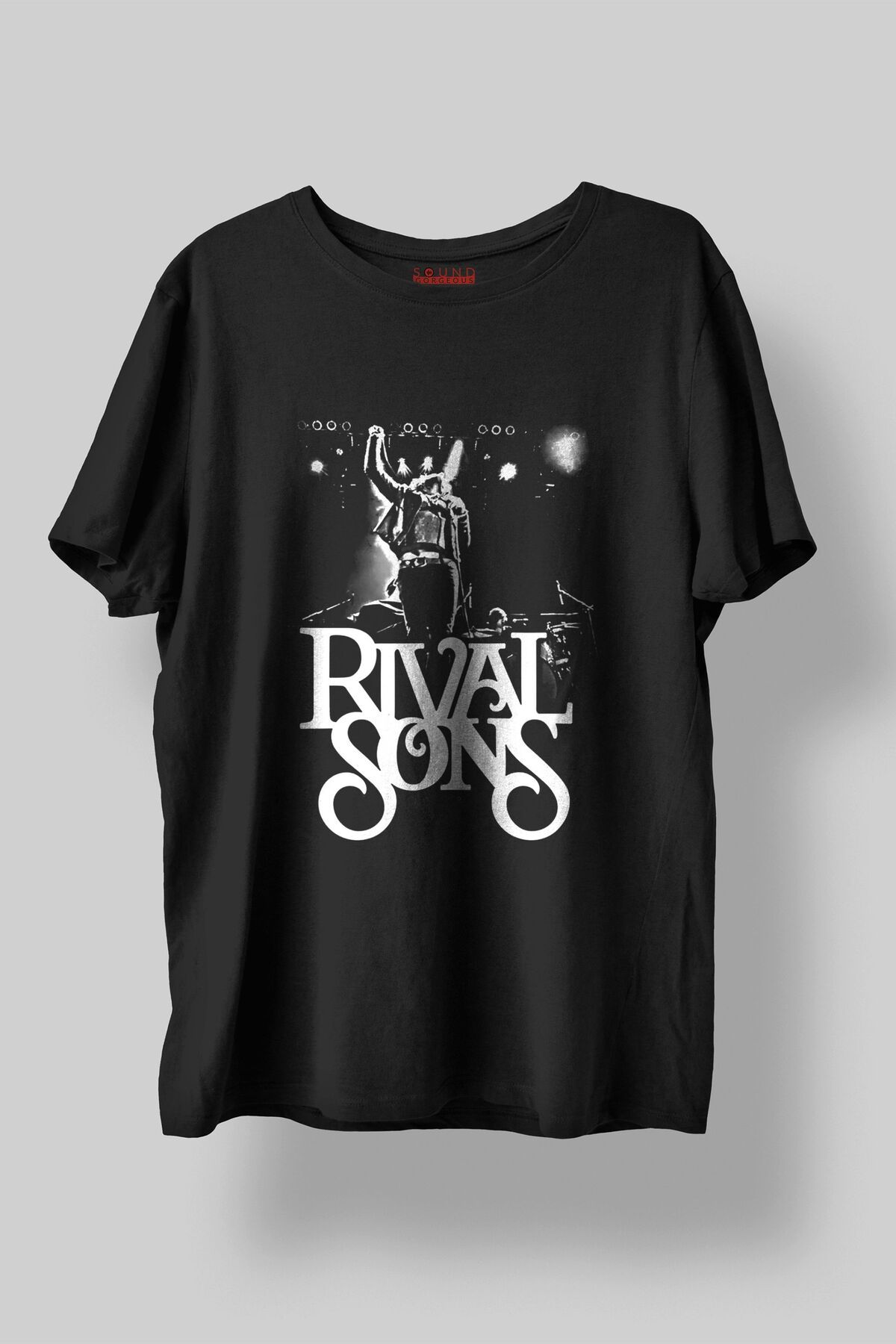 Sound Gorgeous Rival Sons Baskılı Regular Fit Unisex Siyah T-Shirt %100 Pamuk No:476