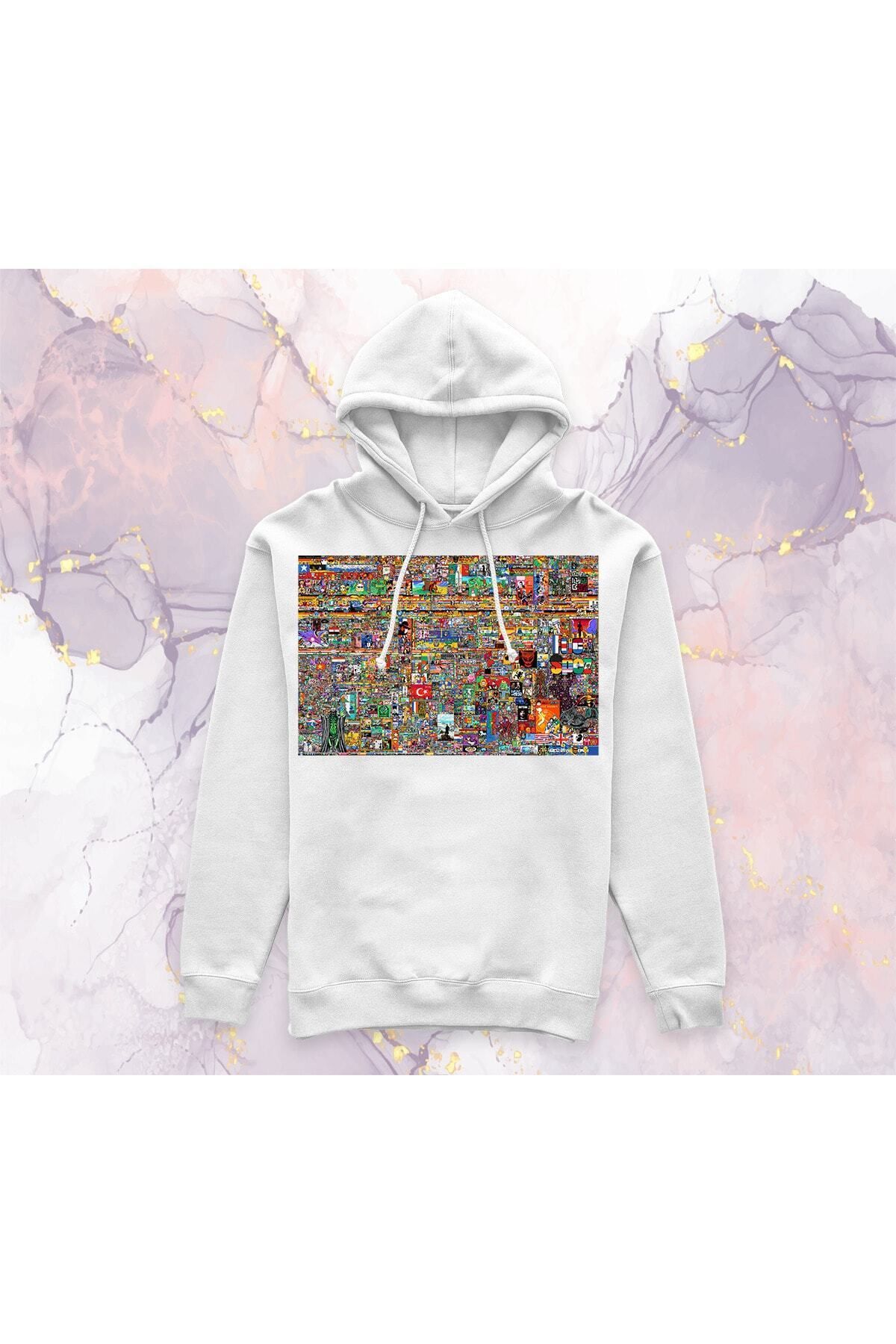 Pisa Art Reddit - r/Place 2023 - Cepsiz Kapüşonlu Sweatshirt
