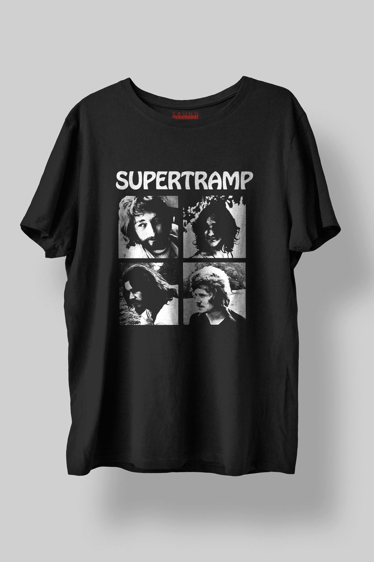 Sound Gorgeous Supertramp Baskılı Regular Fit Unisex Siyah T-Shirt %100 Pamuk No:585