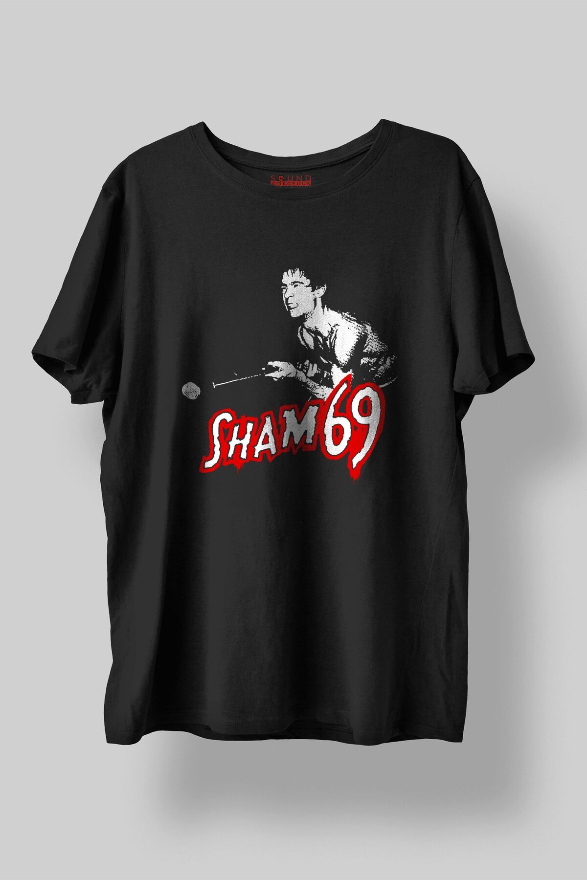 Sound Gorgeous Sham 69 Baskılı Regular Fit Unisex Siyah T-Shirt %100 Pamuk No:496