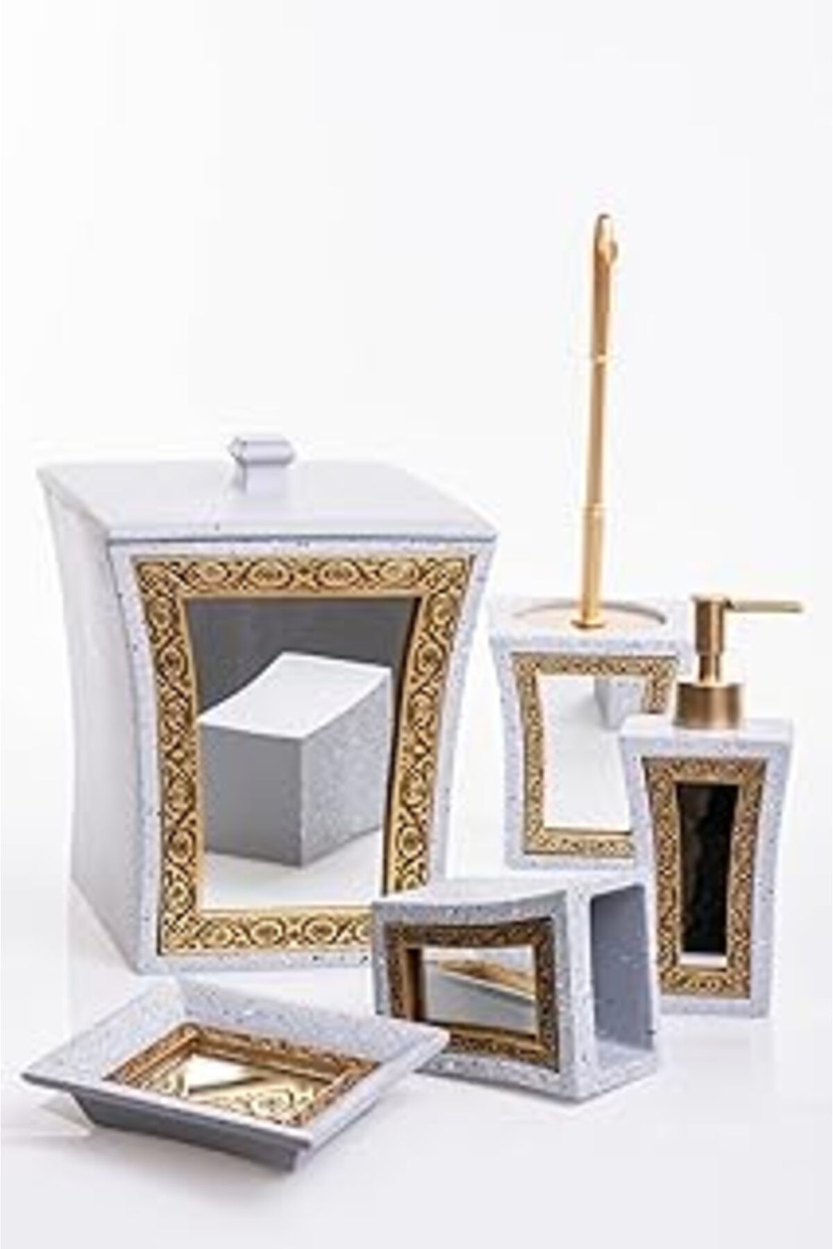 Mu Art Ahşap Mukko Home Aynali Çerçeve 5 Parça Lüks Banyo Seti