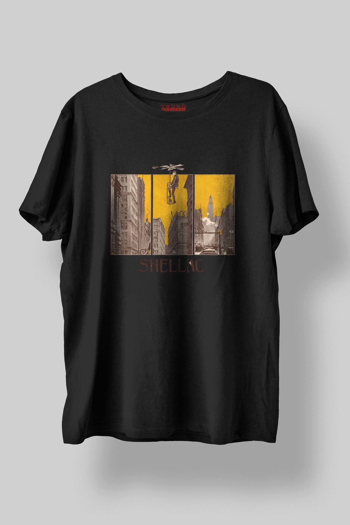 Sound Gorgeous Shellac Baskılı Regular Fit Unisex Siyah T-Shirt %100 Pamuk No:503