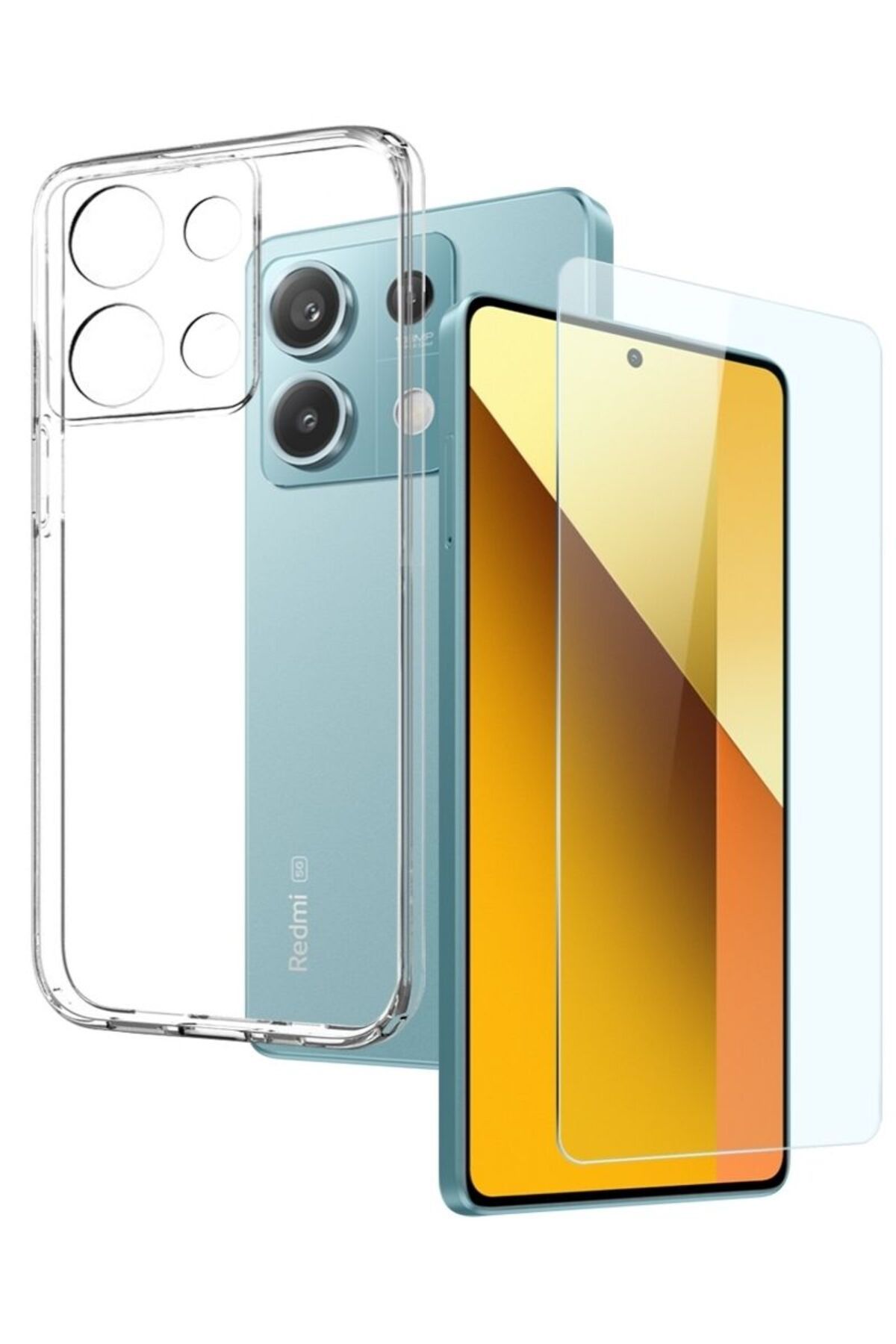 Etiget Xiaomi Redmi Note 13 5G Şeffaf Kılıf + Cam Ekran Koruyucu Seti