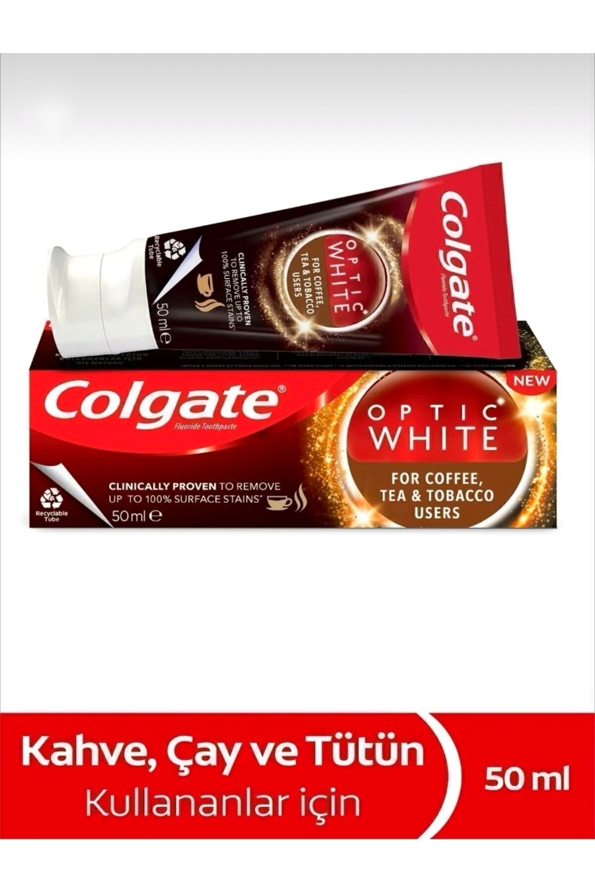 Colgate Optic White Kahve, Çay ve Tütün Kullananlar İçin Beyazlatıcı Diş Macunu - 50 ml