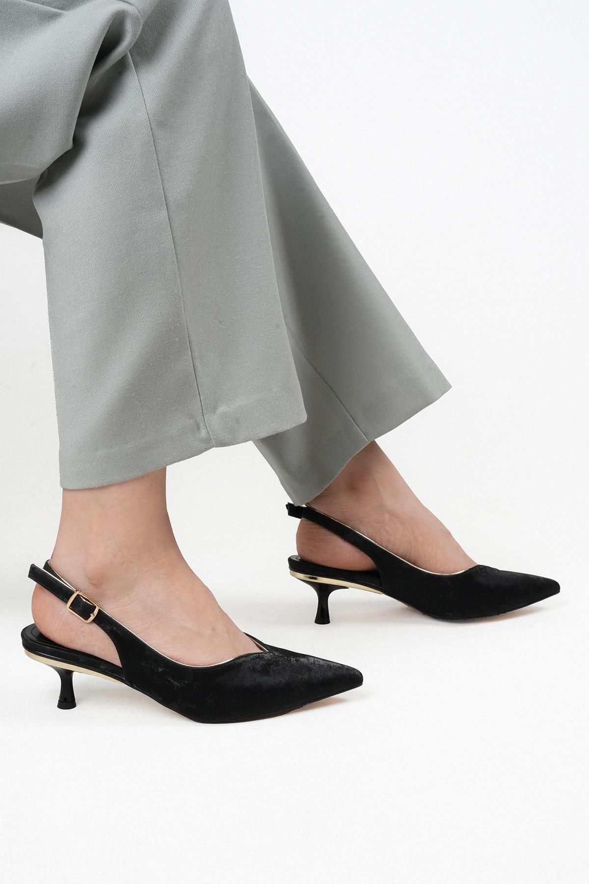 Stilbagshoes CORA PİNO ÖKÇE KADIN TOPUKLU AYAKKABI SİYAH
