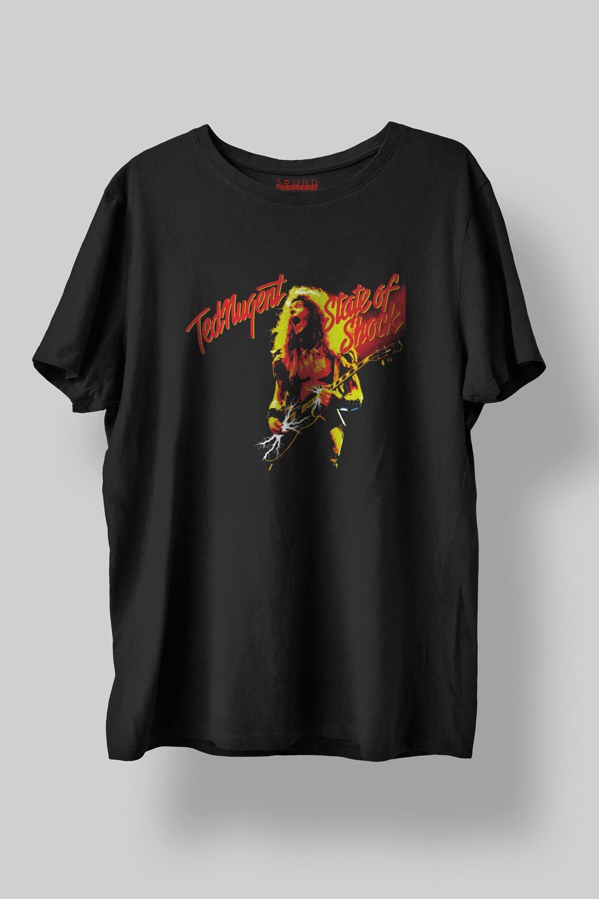 Sound Gorgeous Ted Nugent Baskılı Regular Fit Unisex Siyah T-Shirt %100 Pamuk No:609