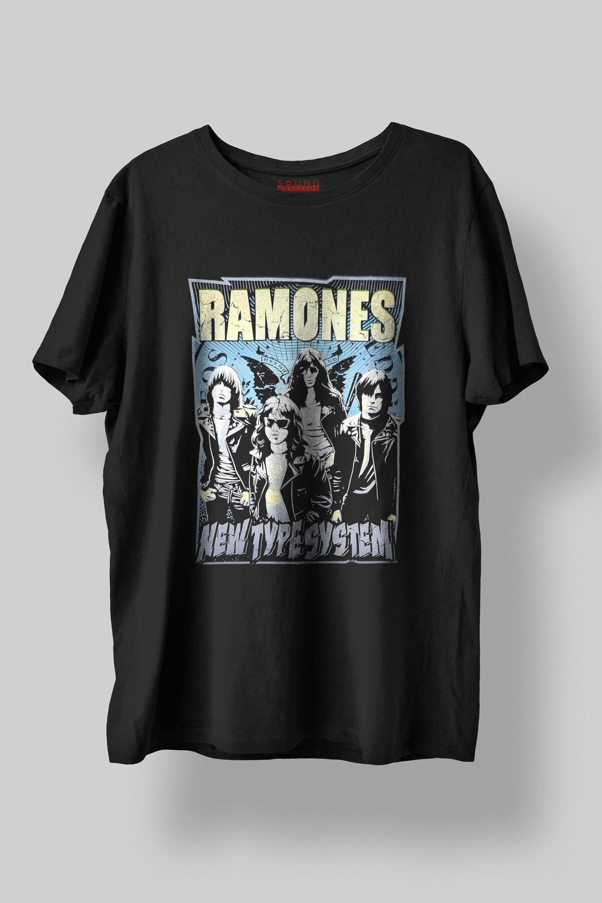 Sound Gorgeous Ramones Baskılı Regular Fit Unisex Siyah T-Shirt %100 Pamuk No:457