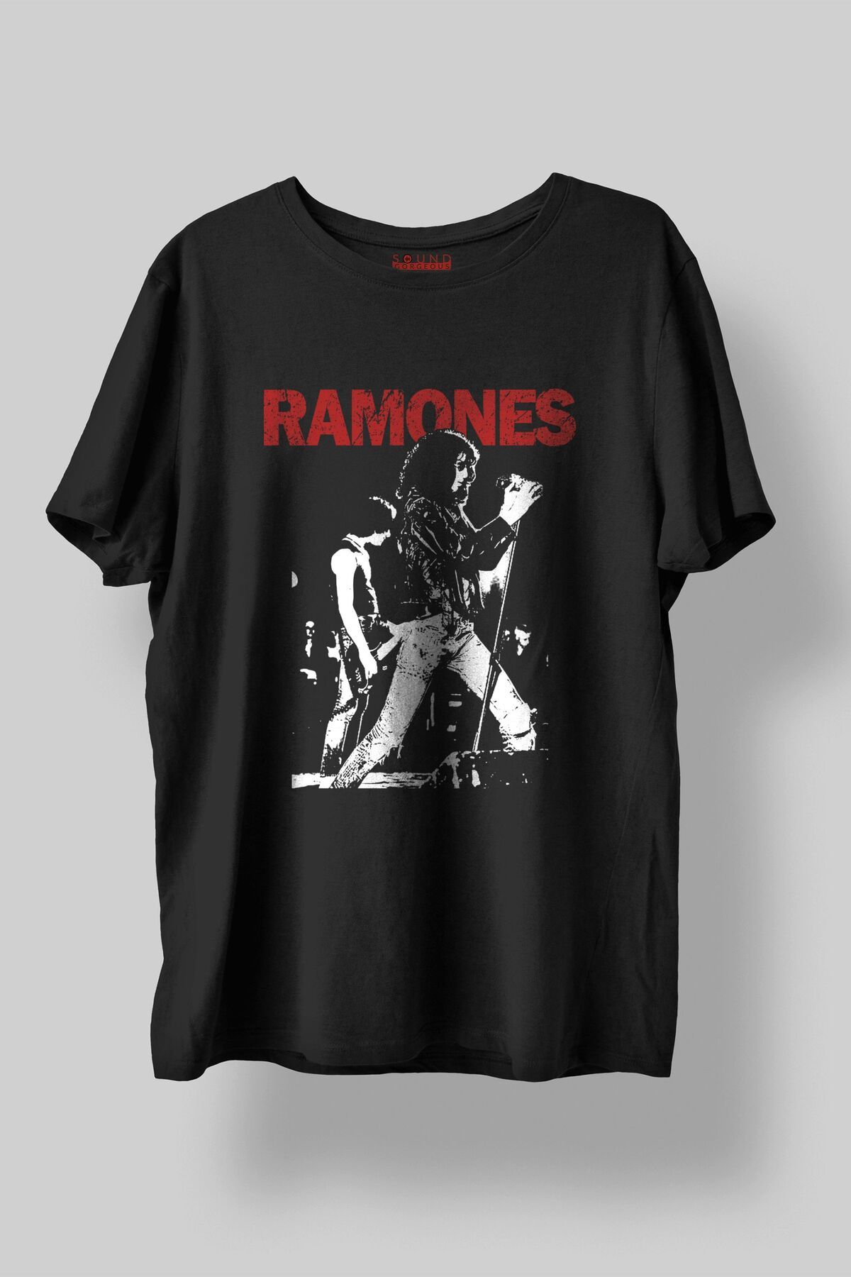 Sound Gorgeous Ramones Baskılı Regular Fit Unisex Siyah T-Shirt %100 Pamuk No:463