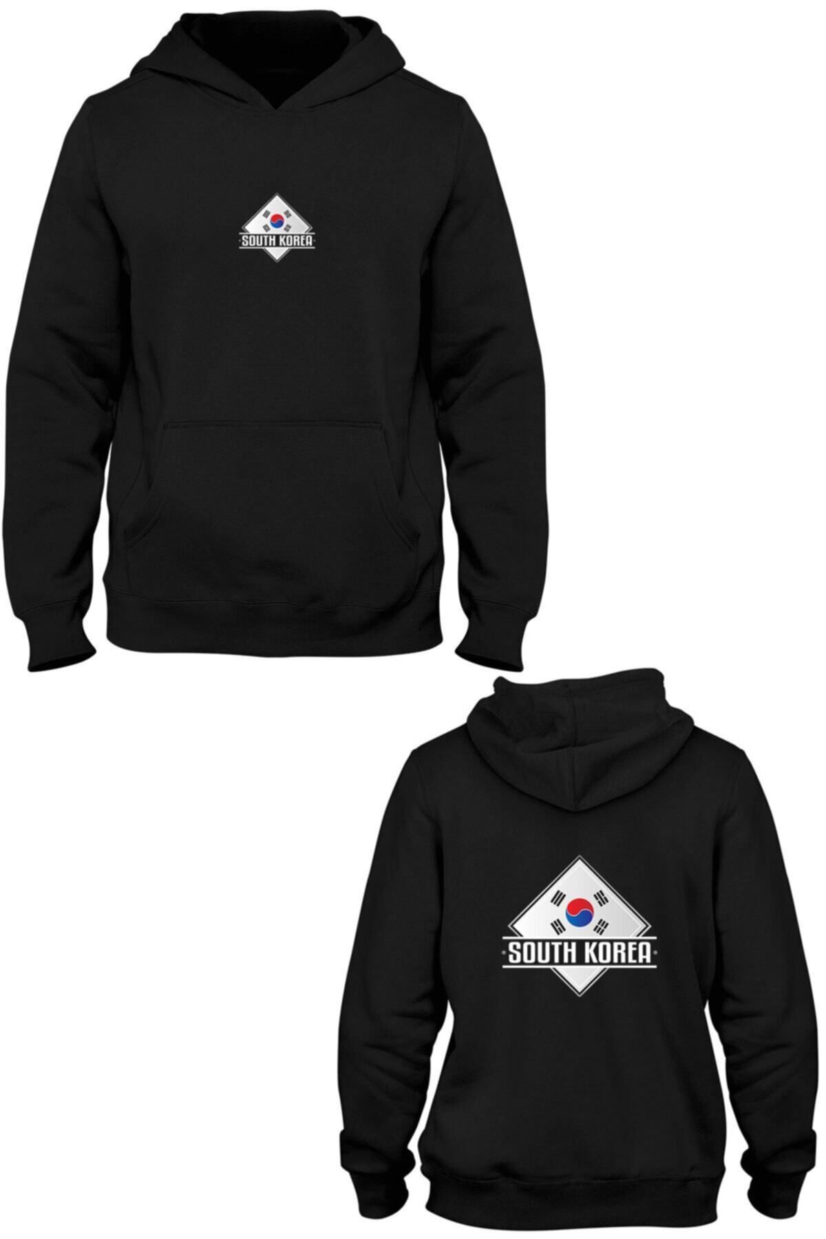 Pisa Art Güney Kore Ön Arka Baskılı Kanguru Cepli Kapşonlu Sweatshirt Bll2254