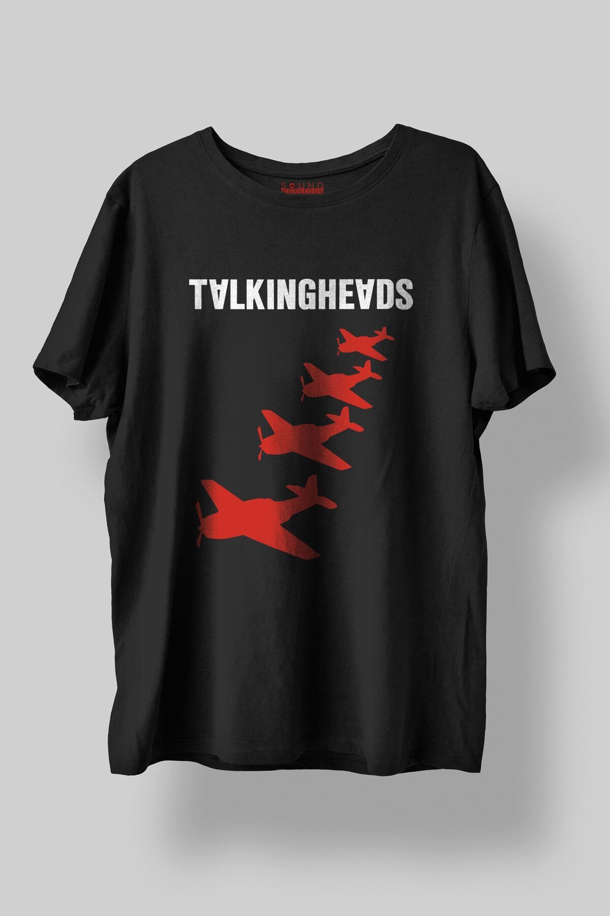 Sound Gorgeous Talking Heads Baskılı Regular Fit Unisex Siyah T-Shirt %100 Pamuk No:606