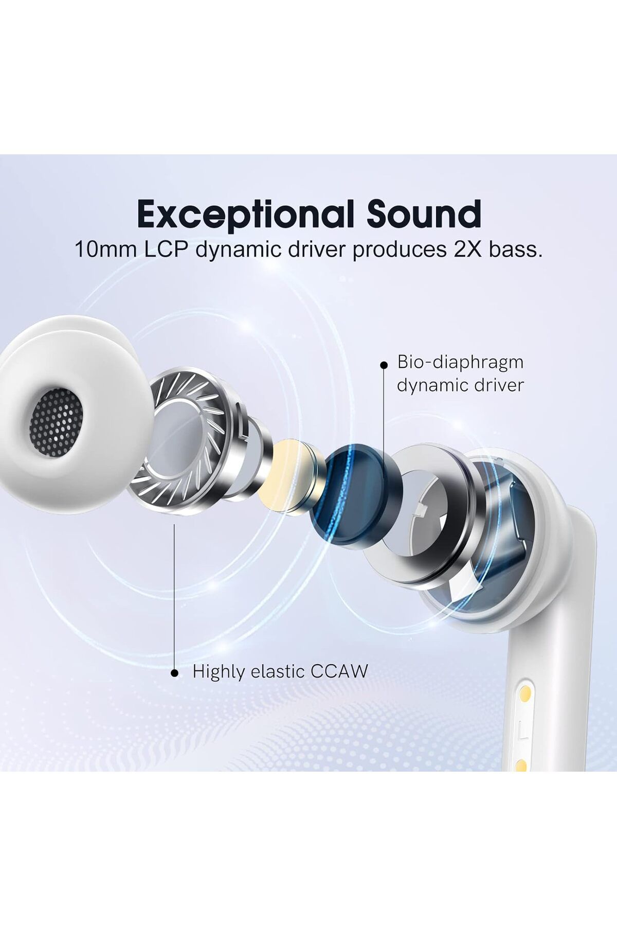 QCY-T13 ANC Wireless Earbuds, 30dB Active Noise Cancelling, 10mm LCP Drivers with Bass+, 4-Mic AI Cl 4