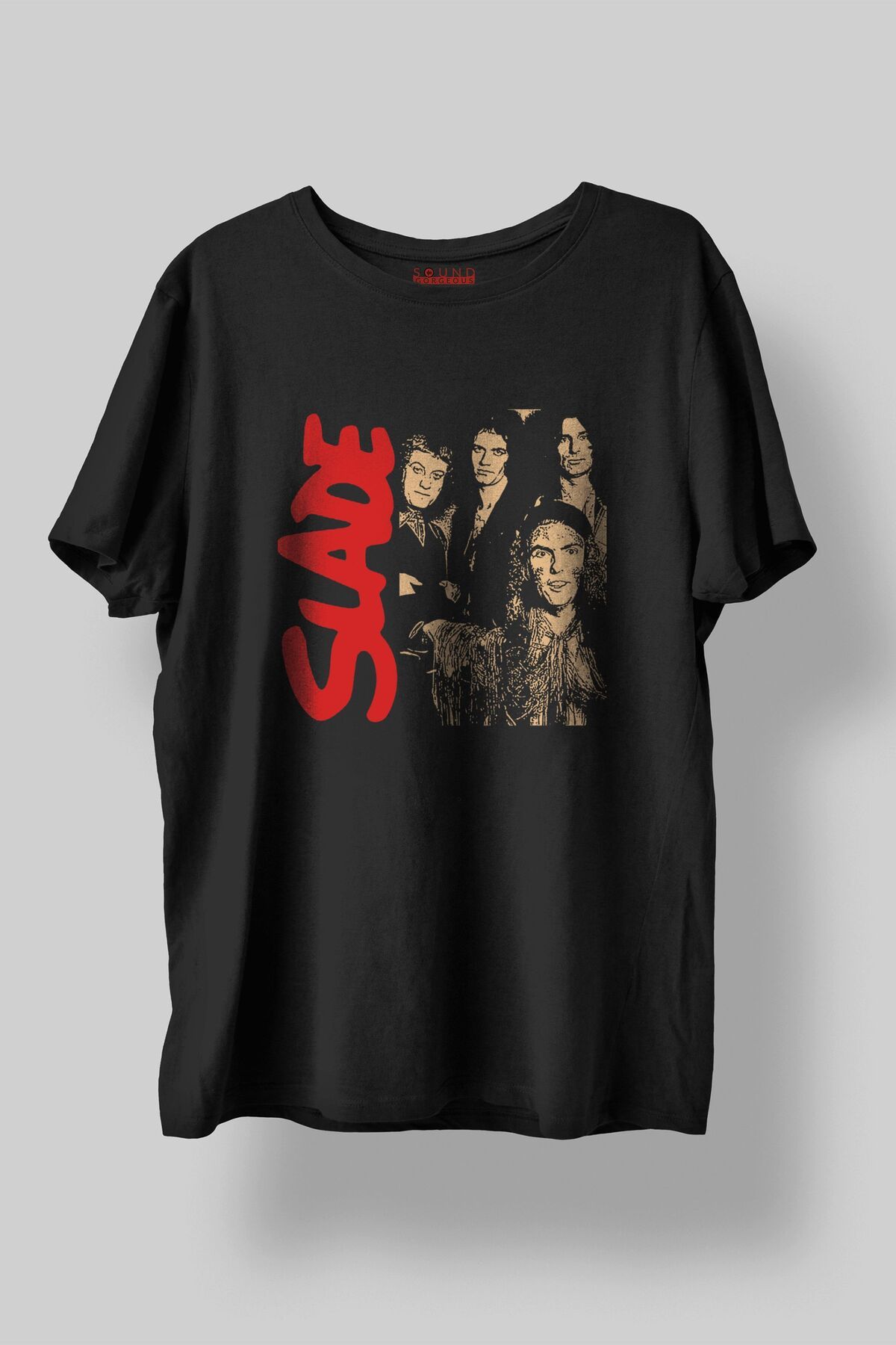 Sound Gorgeous Slade Baskılı Regular Fit Unisex Siyah T-Shirt %100 Pamuk No:529