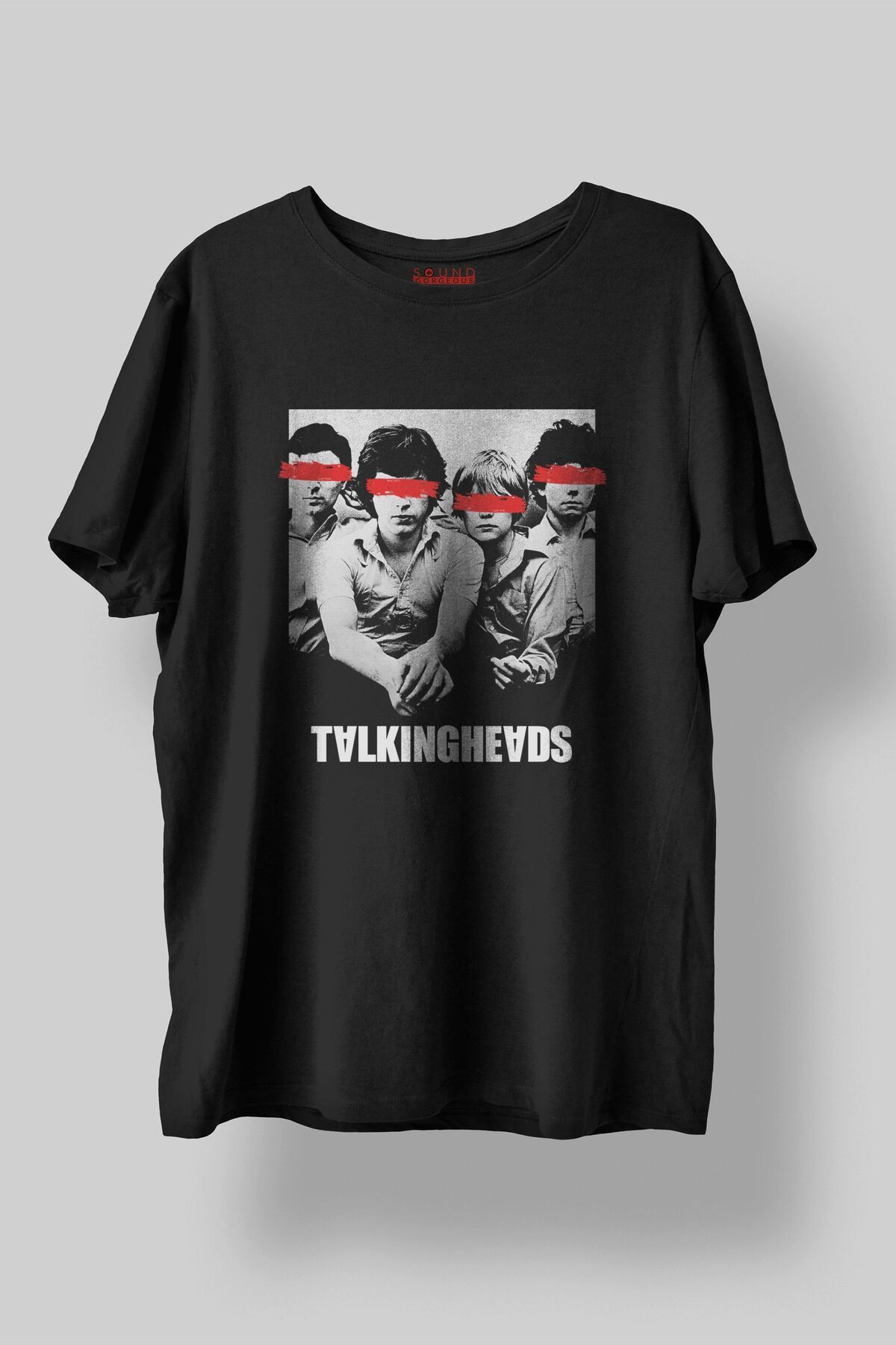 Sound Gorgeous Talking Heads Baskılı Regular Fit Unisex Siyah T-Shirt %100 Pamuk No:599