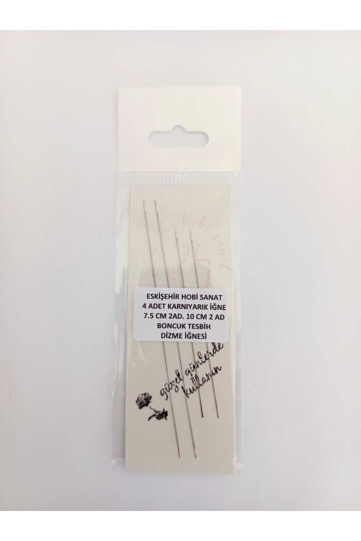 Eskişehir hobi sanat 7.5 Cm 10 cm 4 Adet Karnıyarık iğne Miyuki Boncuk Tesbih Tanesi imame Geçirme iğnesi