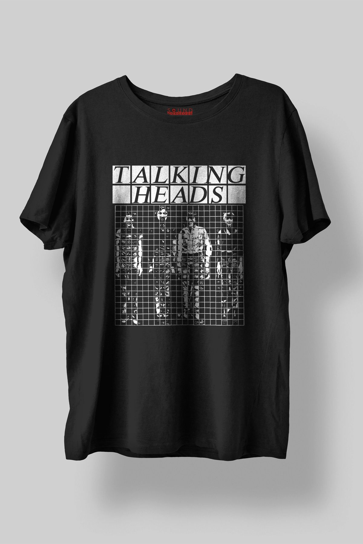 Sound Gorgeous Talking Heads Baskılı Regular Fit Unisex Siyah T-Shirt %100 Pamuk No:600
