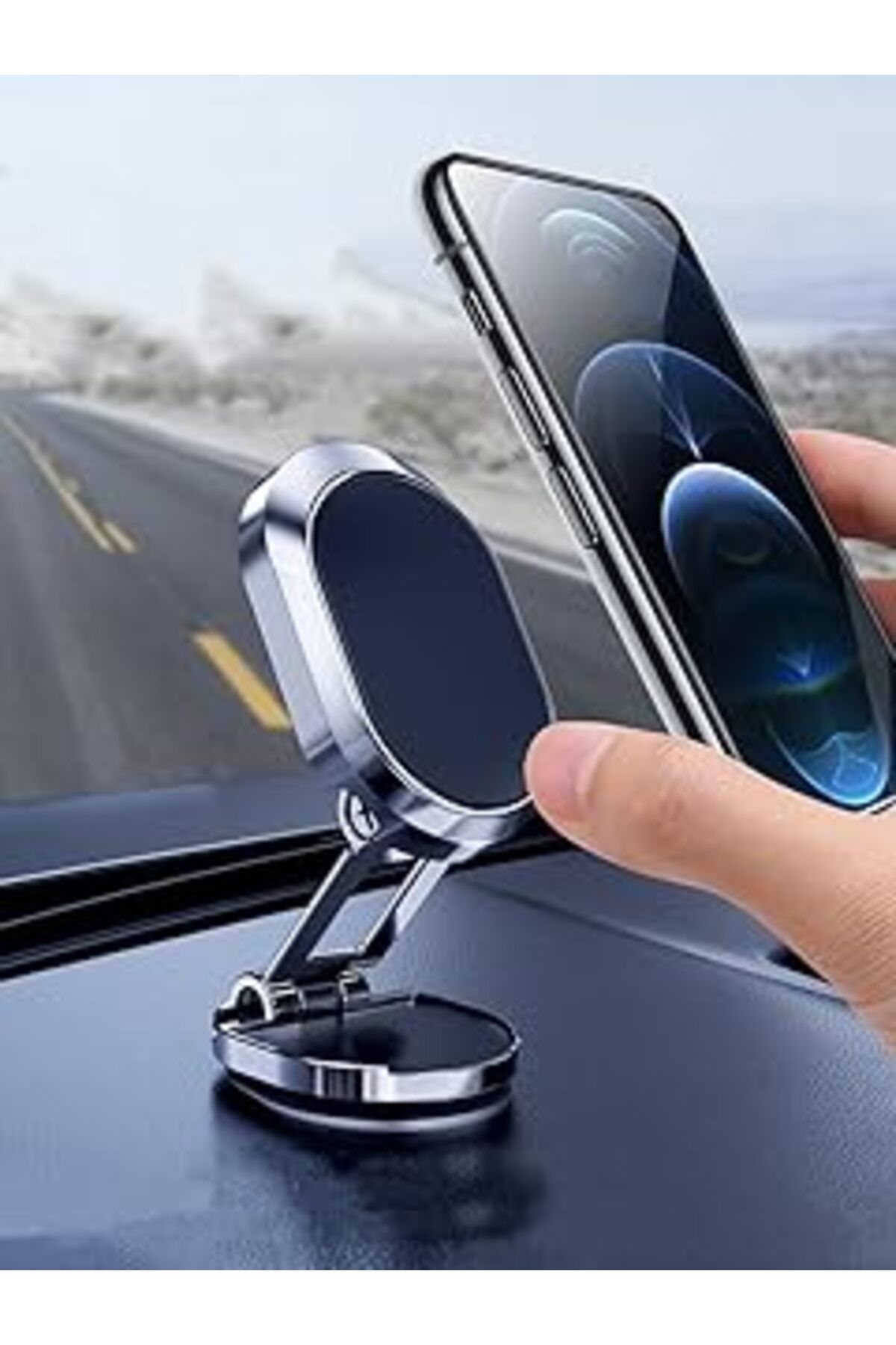Mu Art Ahşap Metal Katlanabilir Mınatıslı Manyetik Mini Araç Içi Ve Masaüstü Telefon Tutucu 360 Derece Dönen Yap