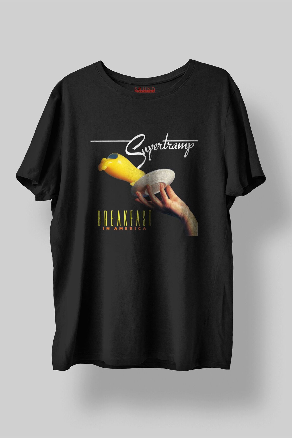 Sound Gorgeous Supertramp Baskılı Regular Fit Unisex Siyah T-Shirt %100 Pamuk No:588