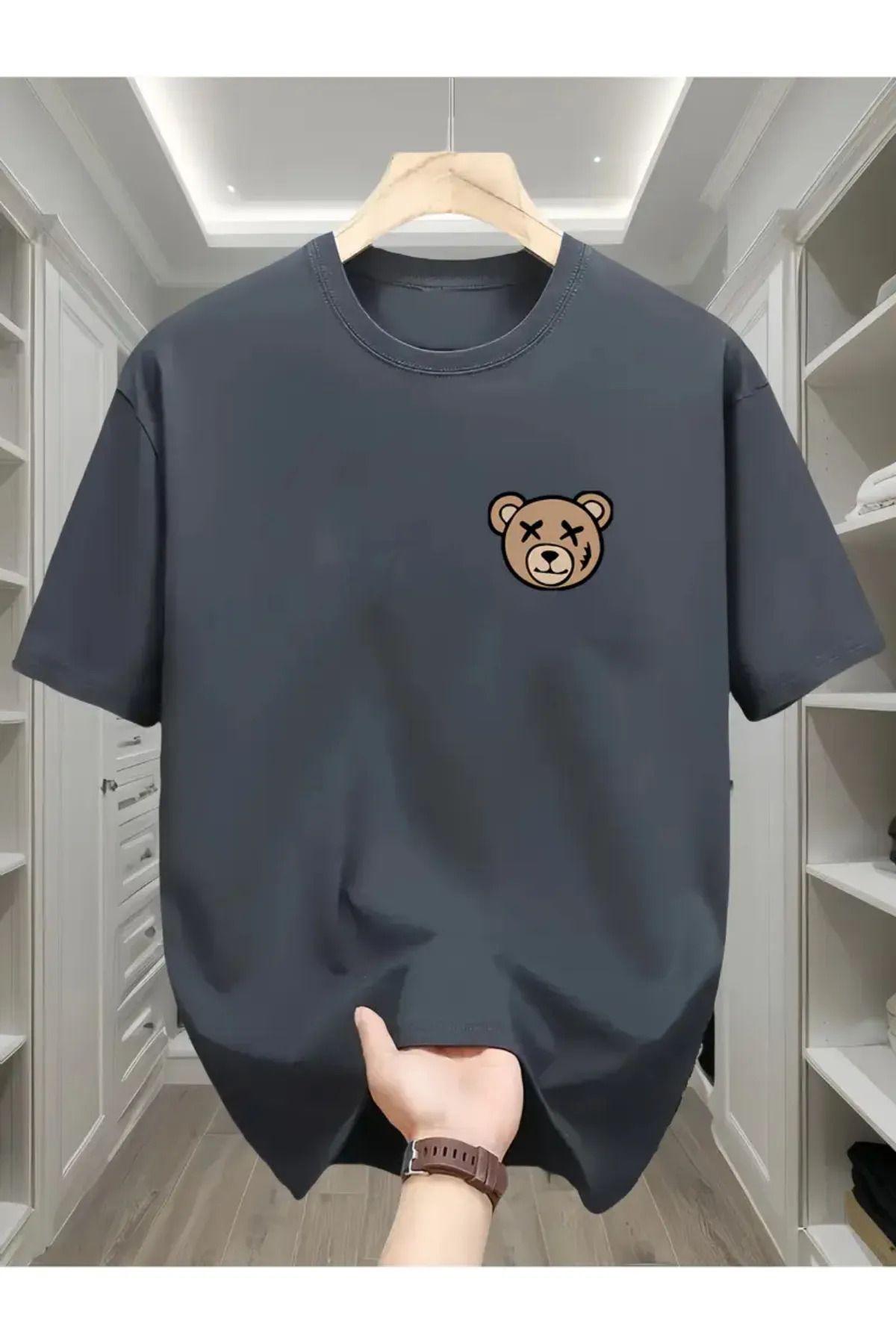 Koklonmoda Unisex Minik Ayı Baskılı Oversize T-Shirt