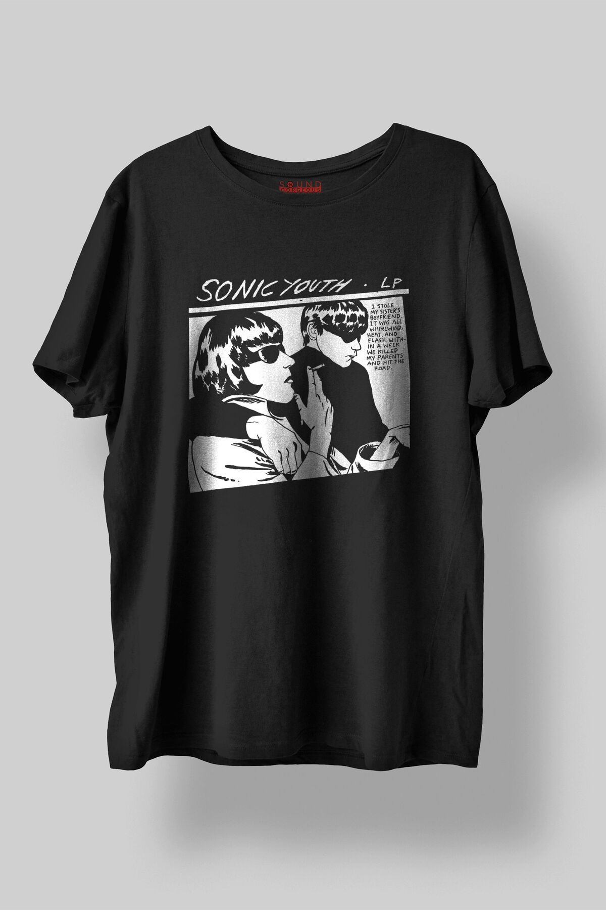 Sound Gorgeous Sonic Youth Baskılı Regular Fit Unisex Siyah T-Shirt %100 Pamuk No:546