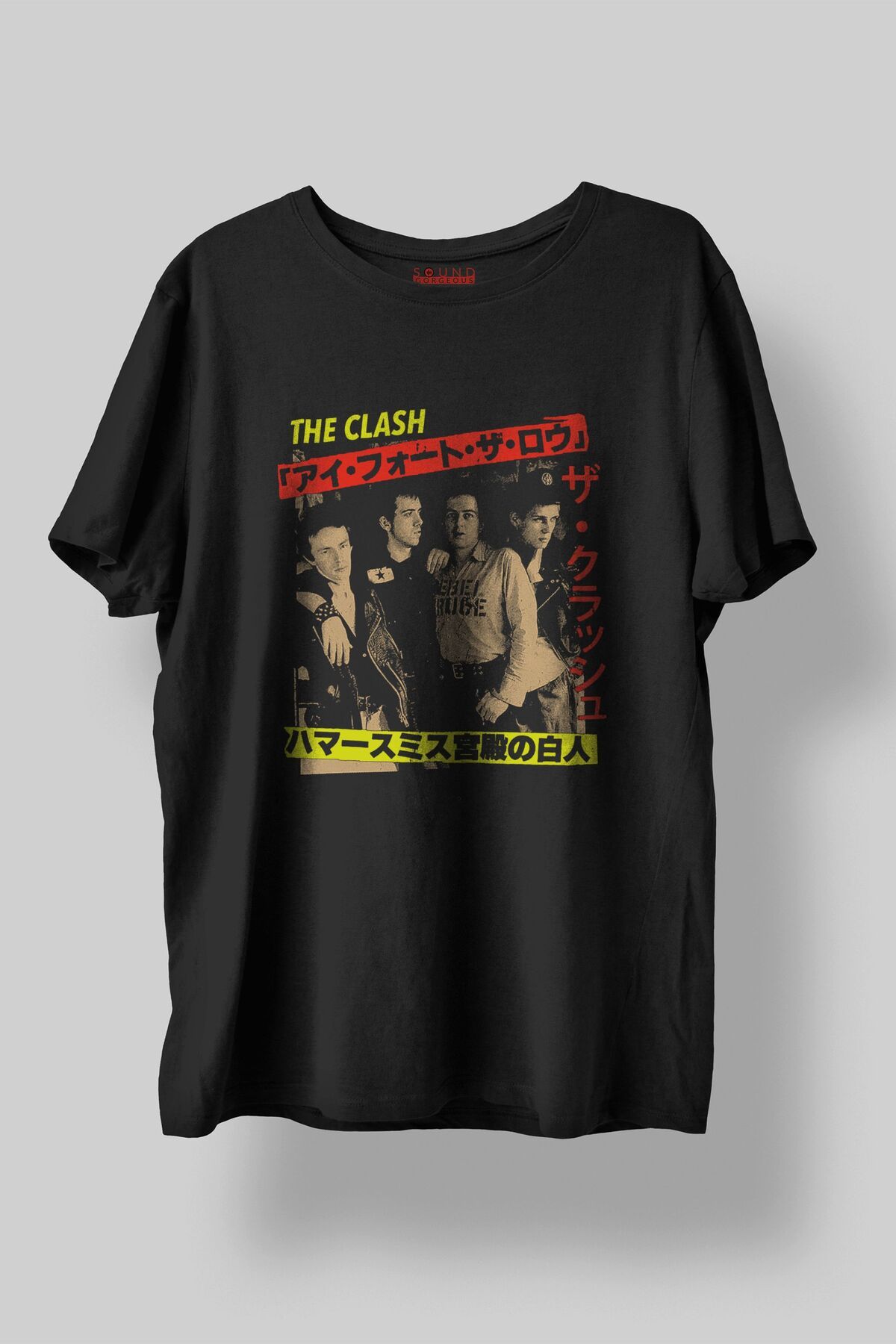Sound Gorgeous The Clash Baskılı Regular Fit Unisex Siyah T-Shirt %100 Pamuk No:650