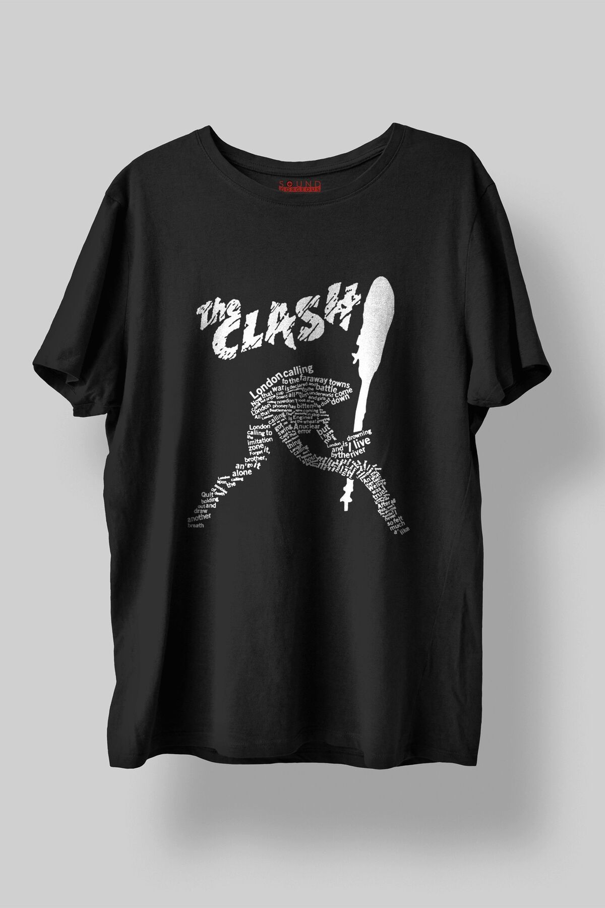 Sound Gorgeous The Clash Baskılı Regular Fit Unisex Siyah T-Shirt %100 Pamuk No:648