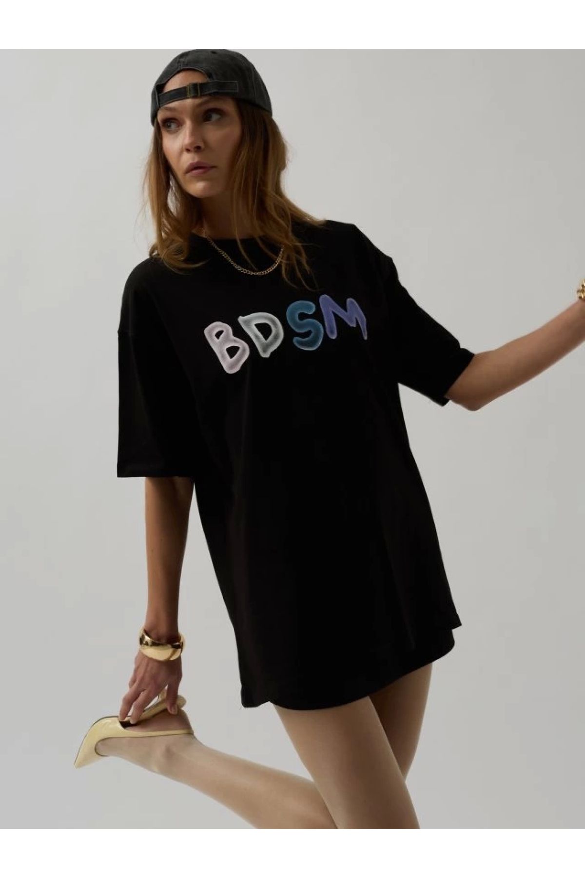 POLEXP Asimetrik Desenli Oversize T-Shirt