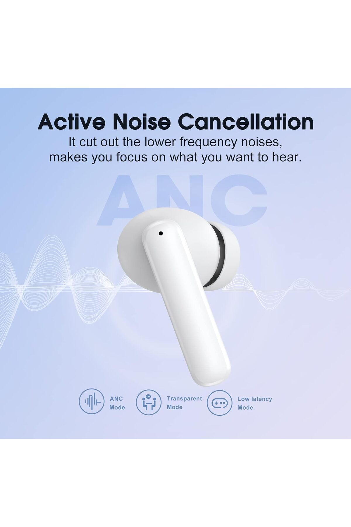 QCY-T13 ANC Wireless Earbuds, 30dB Active Noise Cancelling, 10mm LCP Drivers with Bass+, 4-Mic AI Cl 2