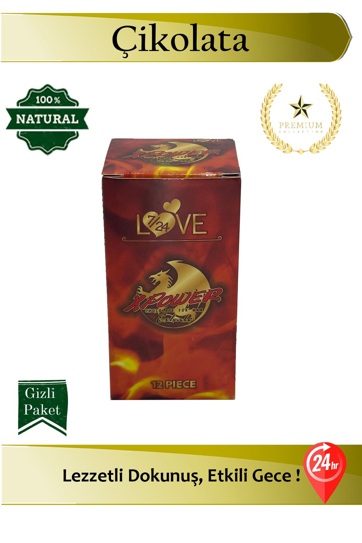 XPOWER Herbioxs Love X Power Bitter Çikolata 12 Adet Premium Seti 24 Saat Etkili